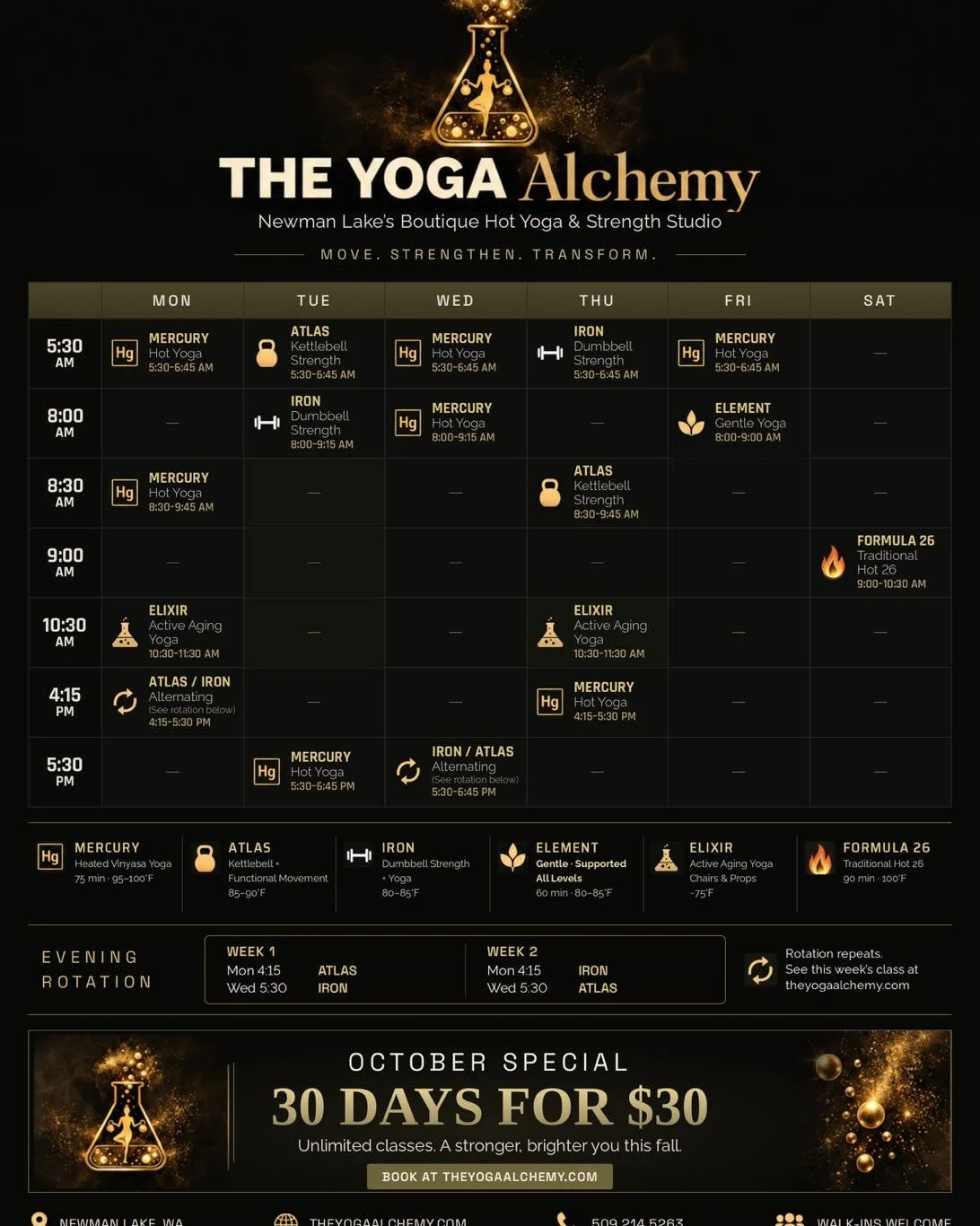 ✨ You asked, we listened! ✨

New class times, more options, and more ways to fit The Yoga Alchemy into YOUR schedule! 🖤 Our updated schedule starts next week&mdash;see you on the mat! 🧘&zwj;♀️