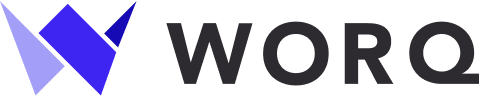 Geometric purple Worq W logomark with Worq spelled out in black