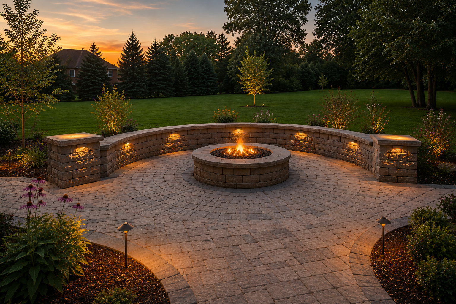 patio installation and lighting and fire pit and fire place services in Fort Wayne, IN