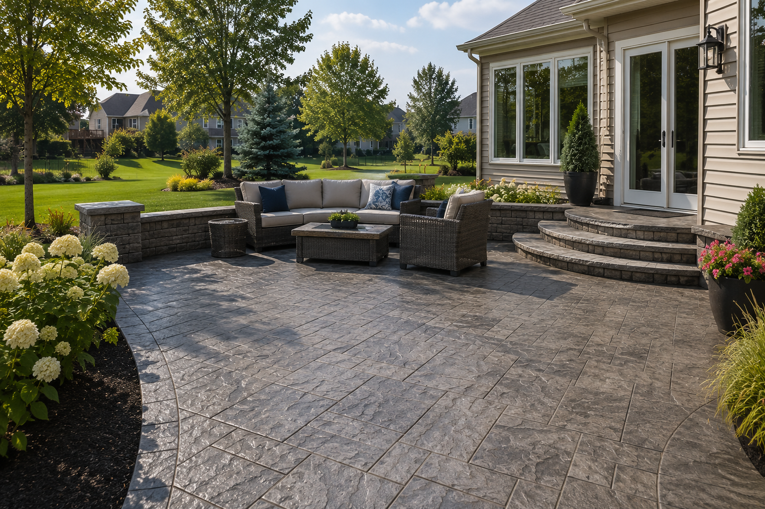 stamped concrete design patio services in Fort Wayne, IN