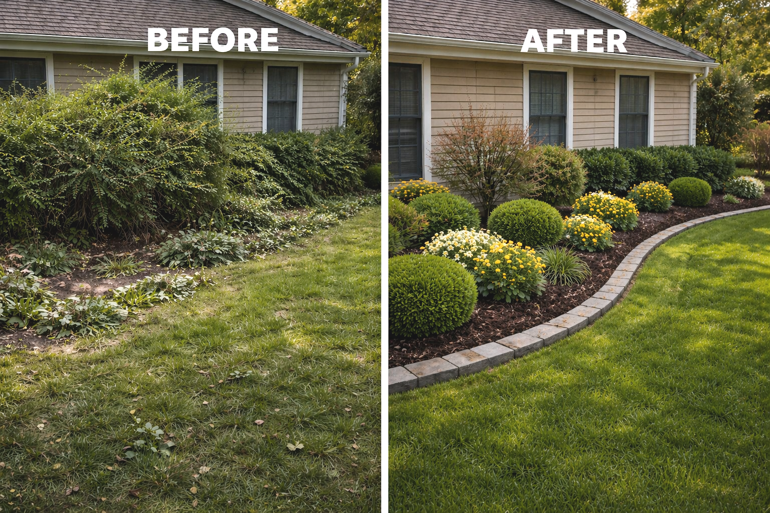 before and after landscaping services in Fort Wayne, IN