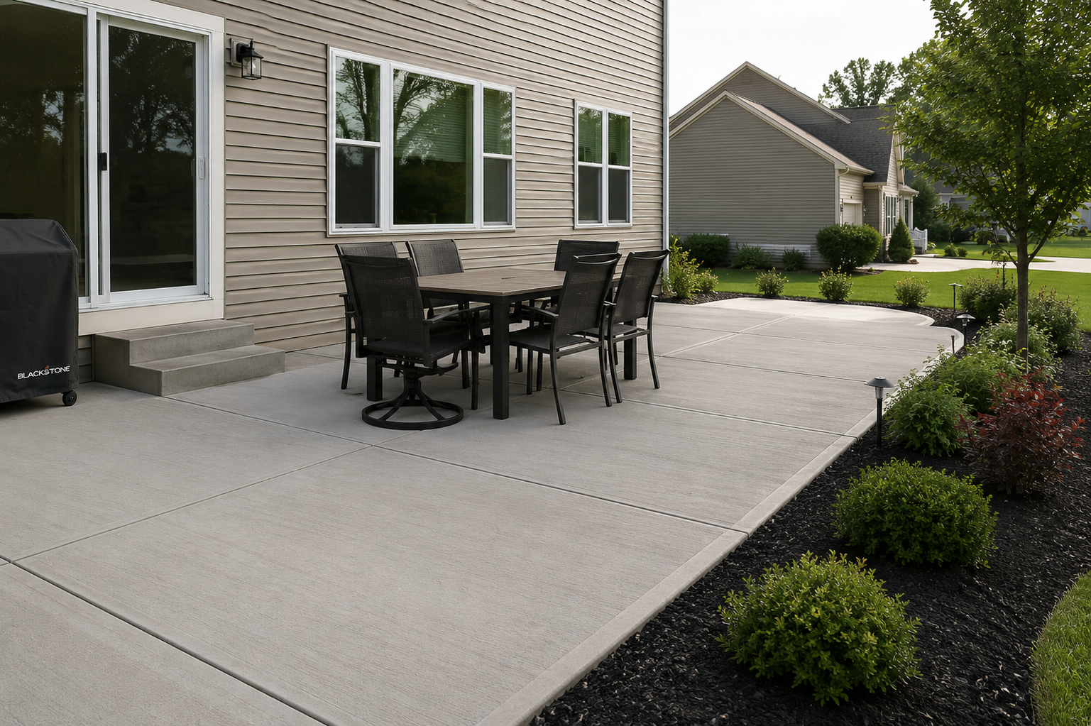 brushed concrete patio design and installed services in Fort Wayne, IN
