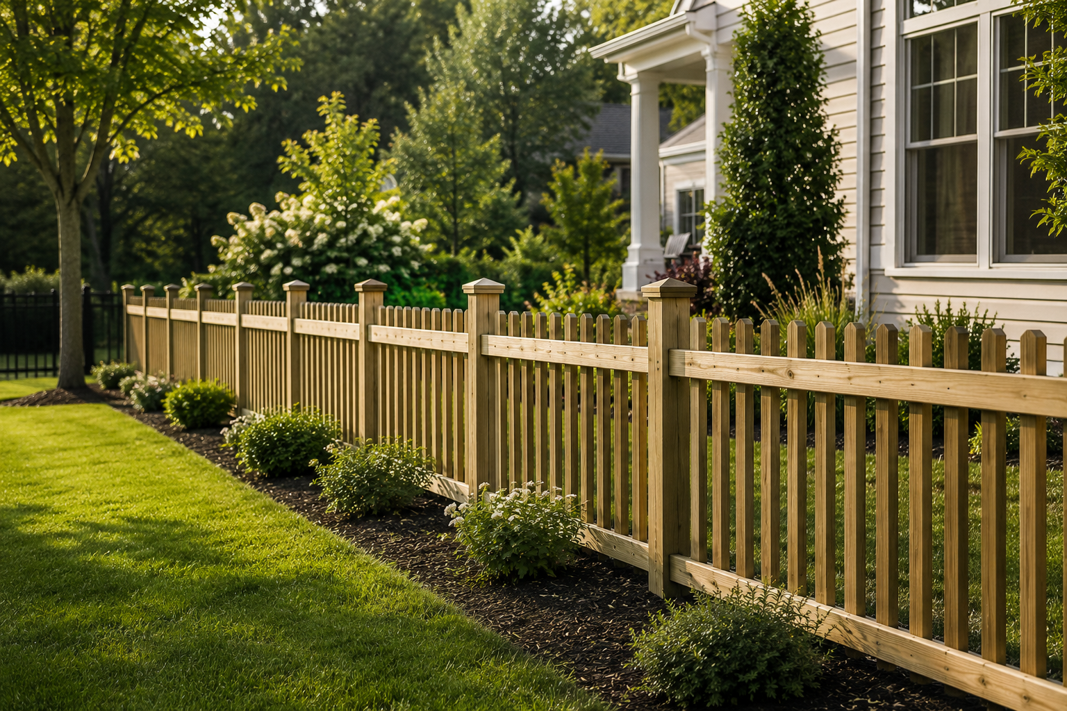 treated wood picket fence installation services in Fort Wayne, IN