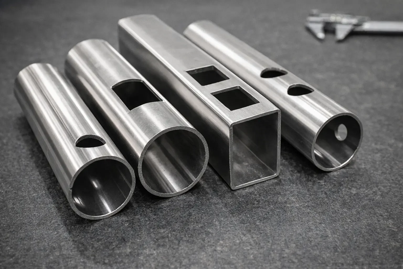 Stainless steel parts after laser cutting on the tube laser