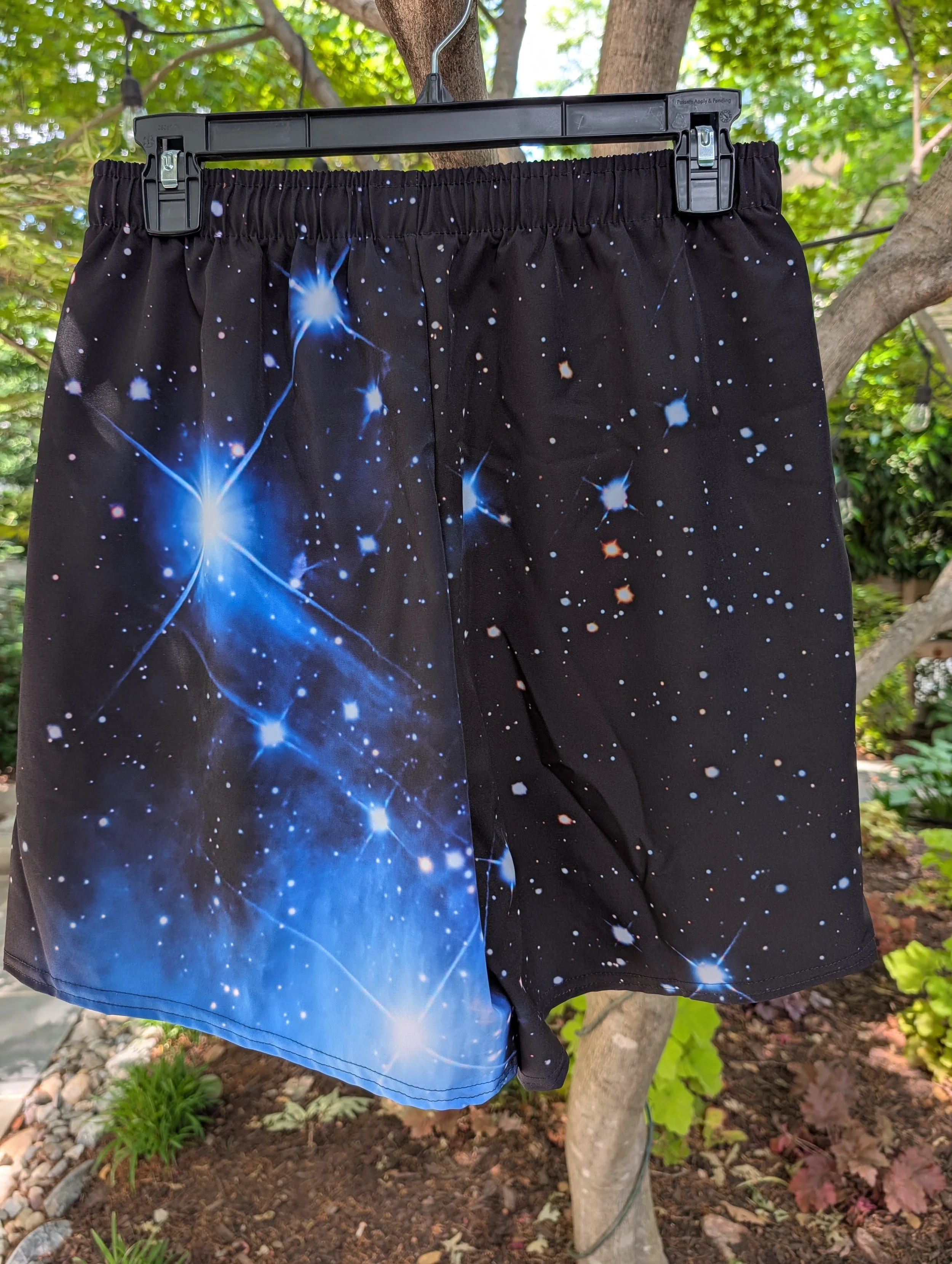 Pleiades star cluster printed on unisex 6 inch inseam athletic shorts — High Space Man
