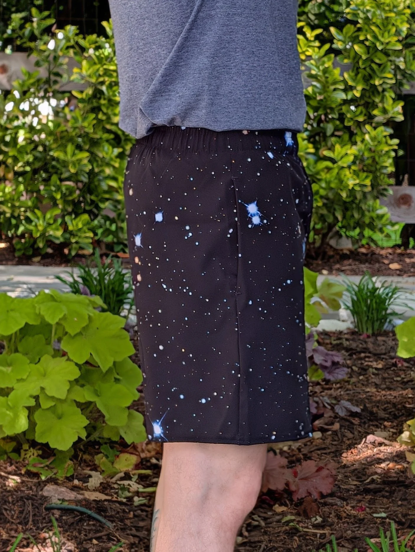 Pleiades star cluster printed on unisex 6 inch inseam athletic shorts — High Space Man
