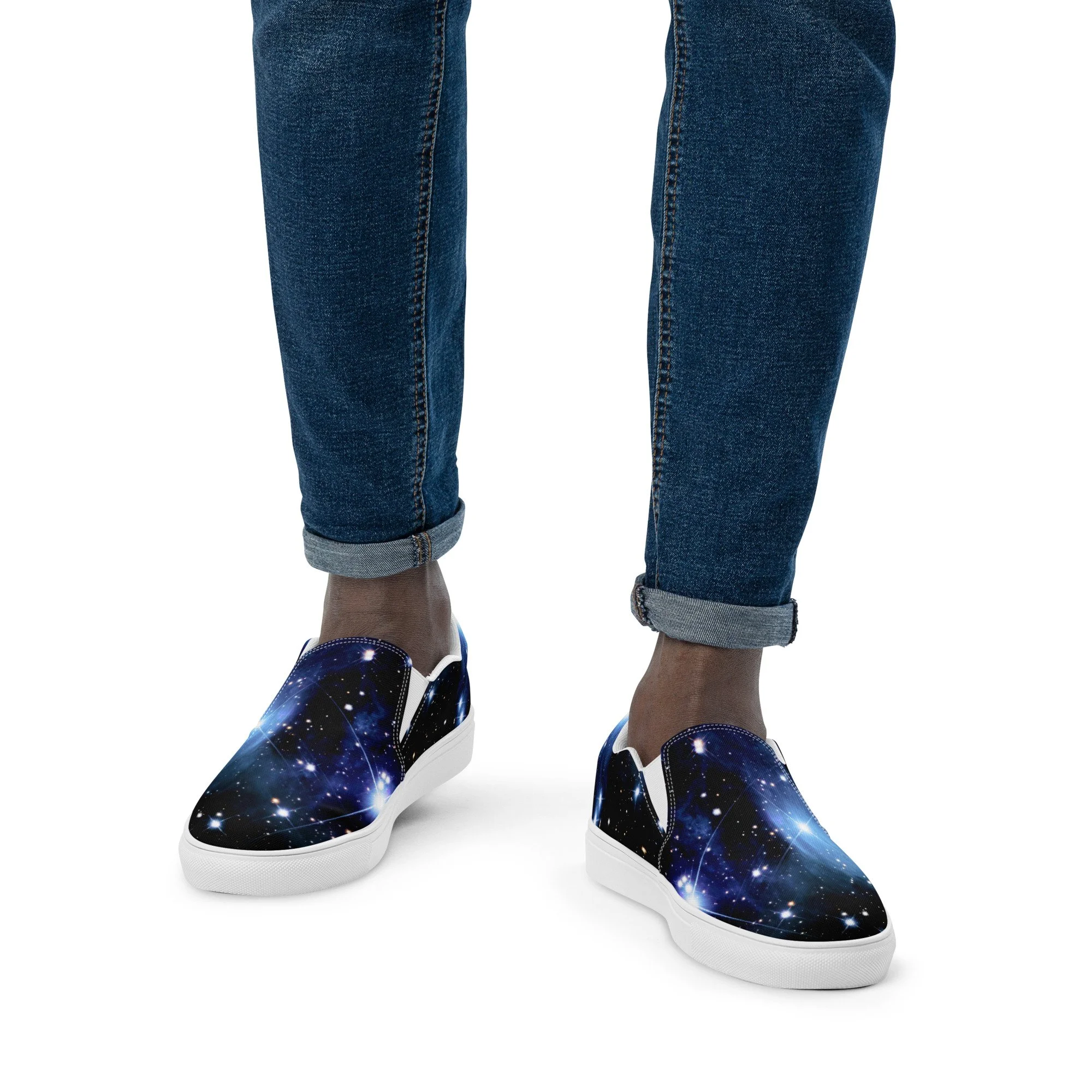 Pleiades star cluster printed on men's slip-on canvas shoes — High Space Man