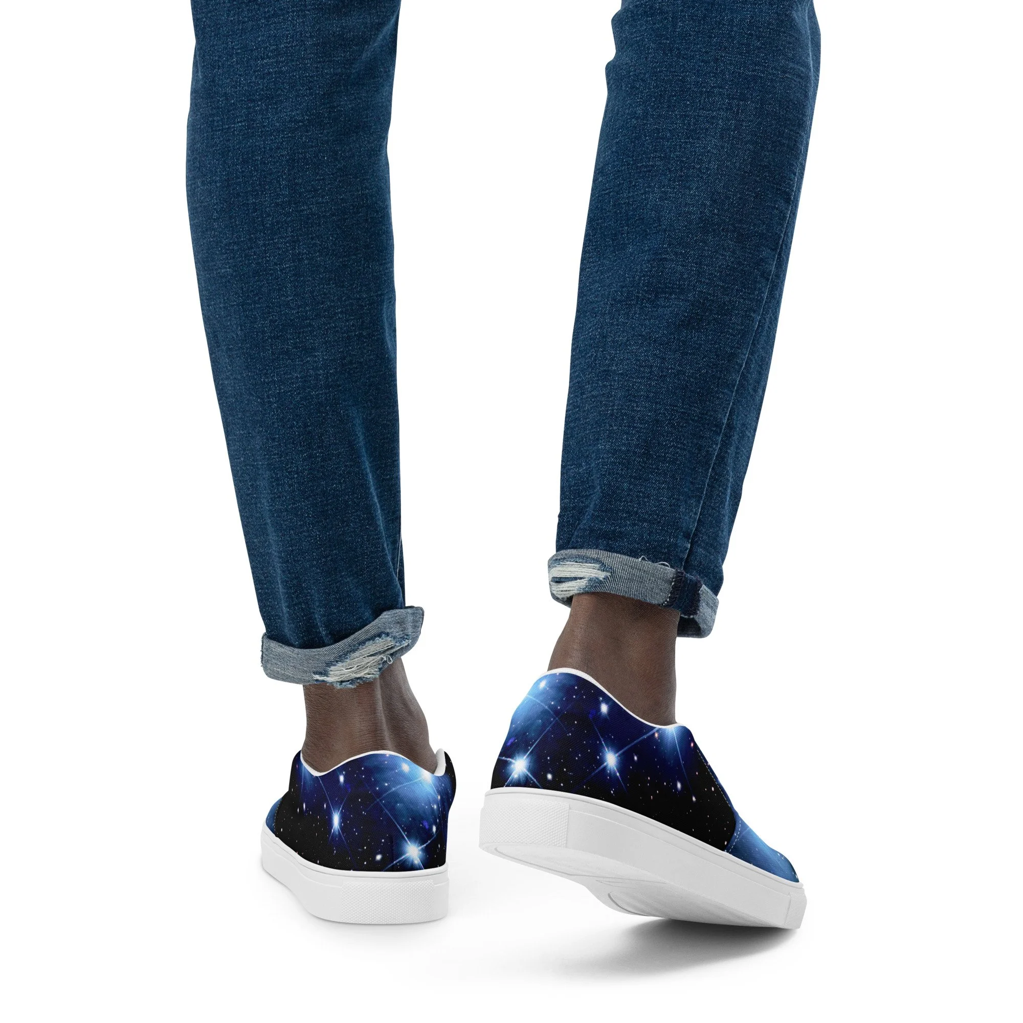Pleiades star cluster printed on men's slip-on canvas shoes — High Space Man
