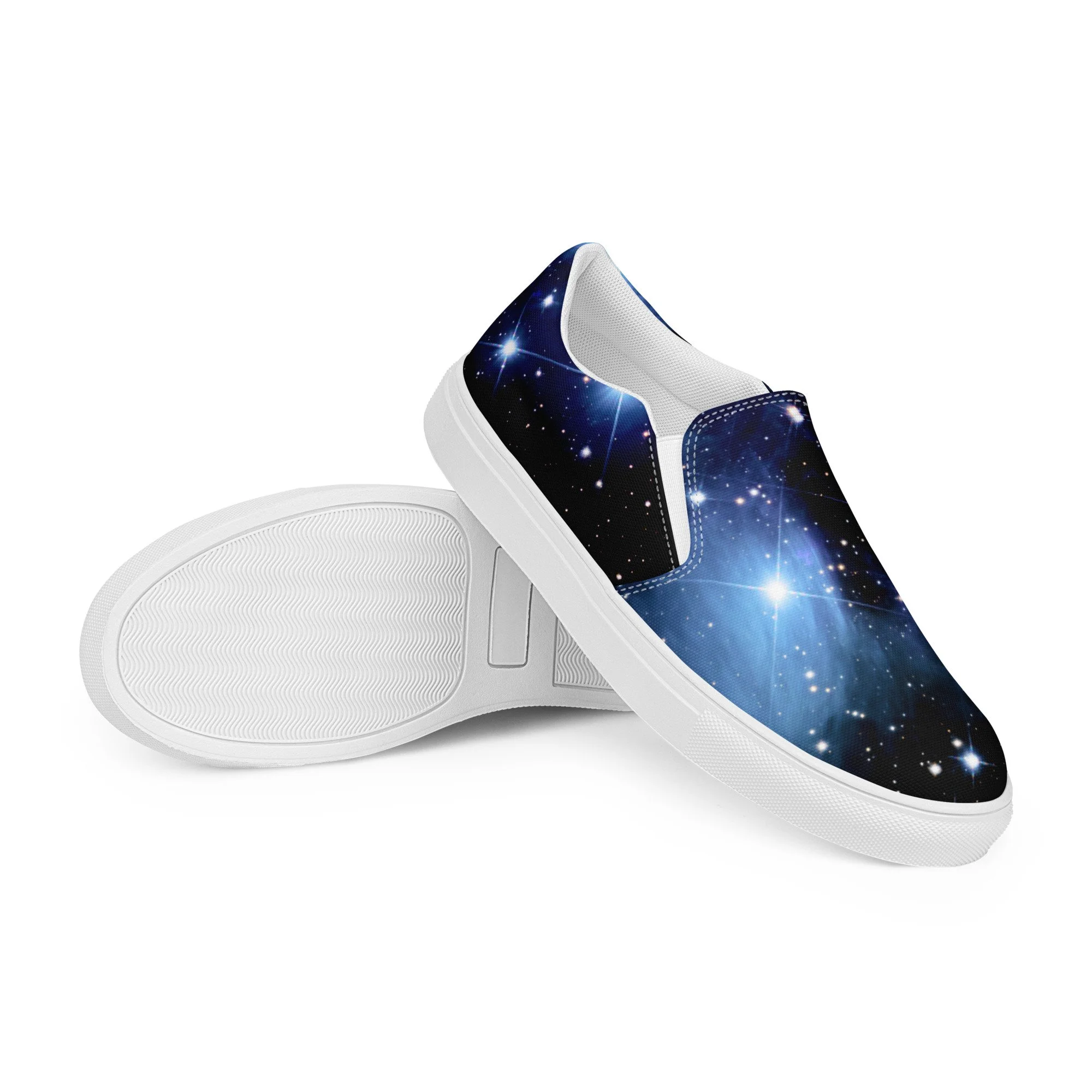 Pleiades star cluster printed on men's slip-on canvas shoes — High Space Man