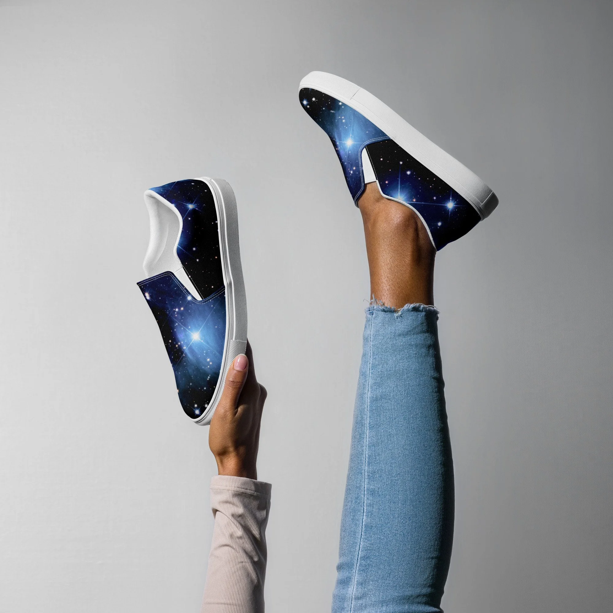 Pleiades star cluster printed on women's slip-on canvas shoes — High Space Man
