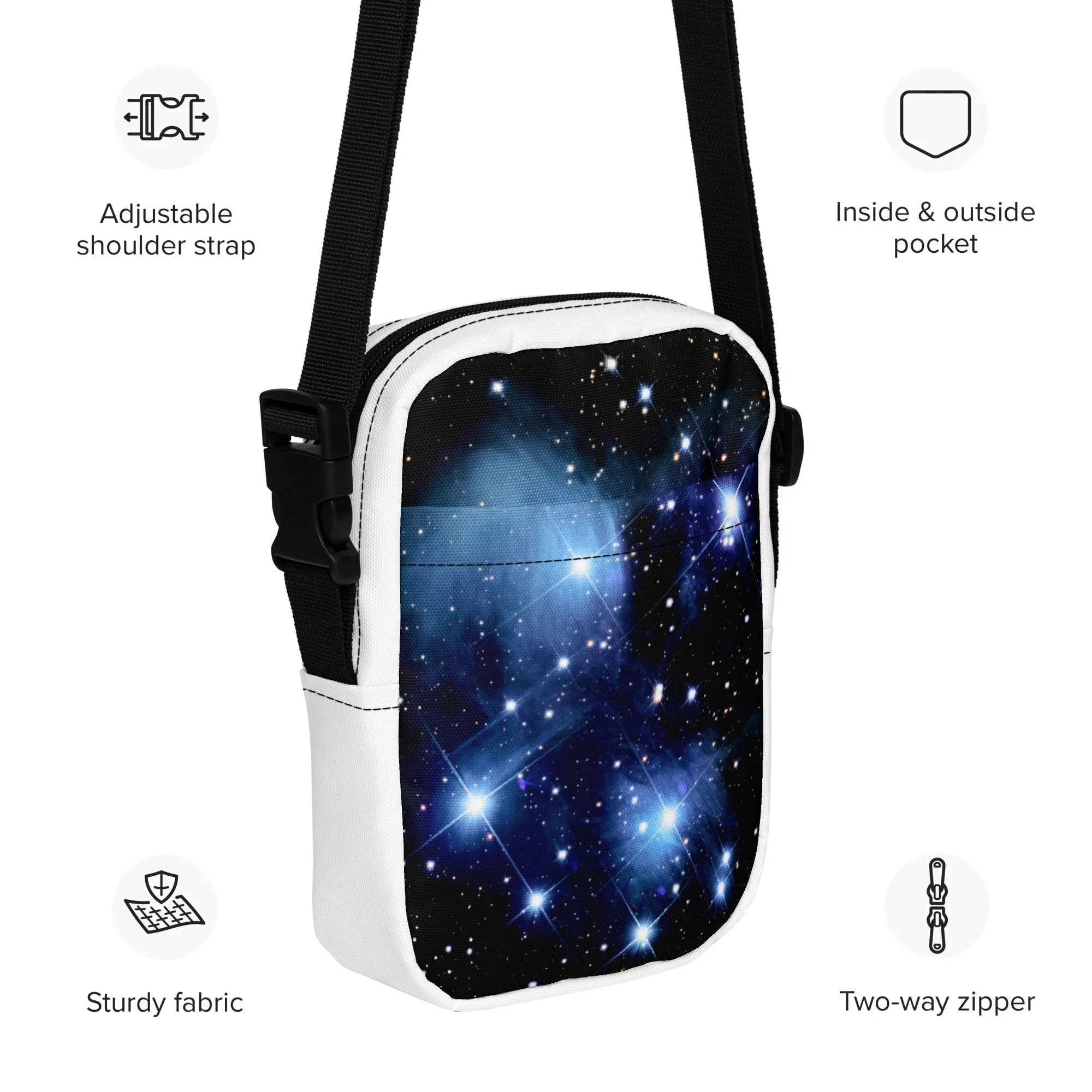 Pleiades star cluster printed on utility crossbody bag — High Space Man
