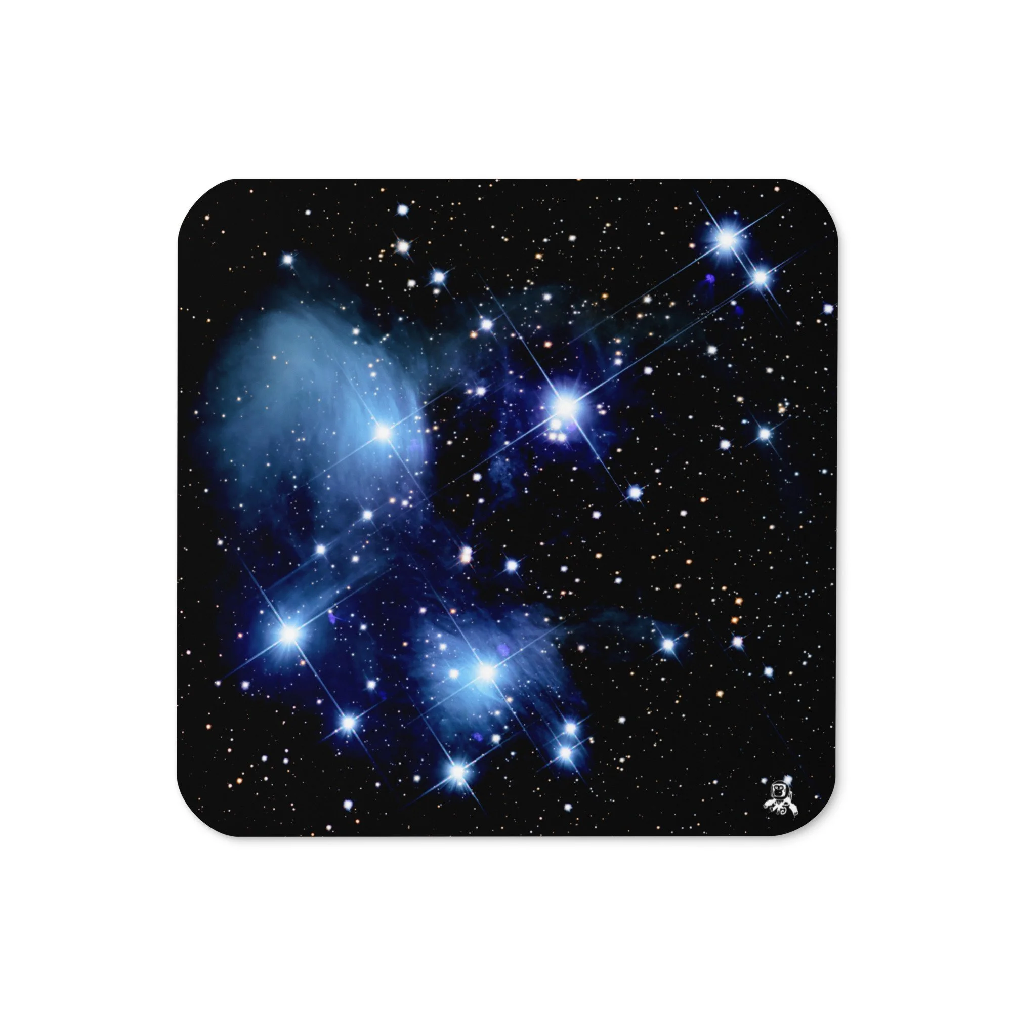 Pleiades star cluster printed on hardboard coaster — High Space Man