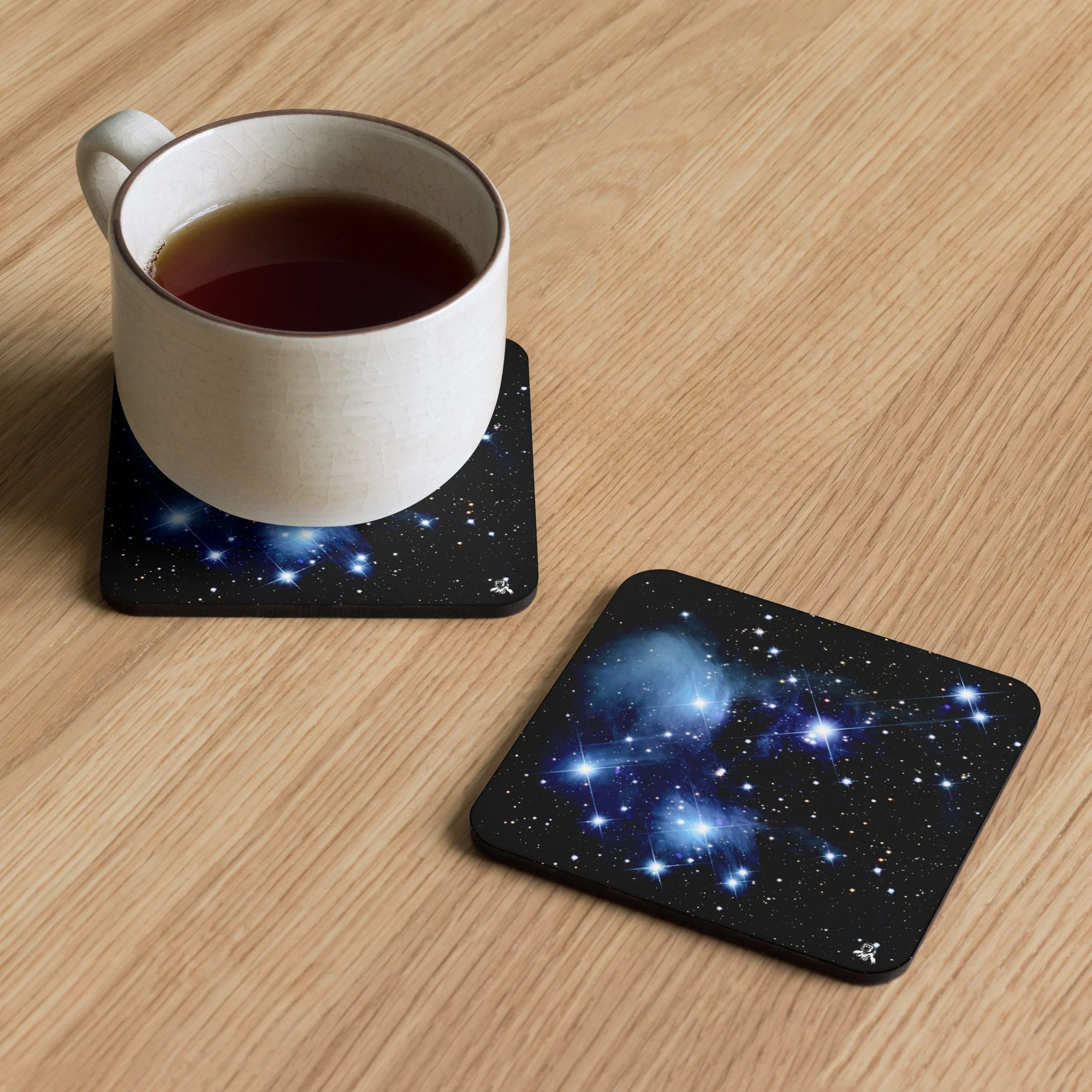 Pleiades star cluster printed on hardboard coaster — High Space Man
