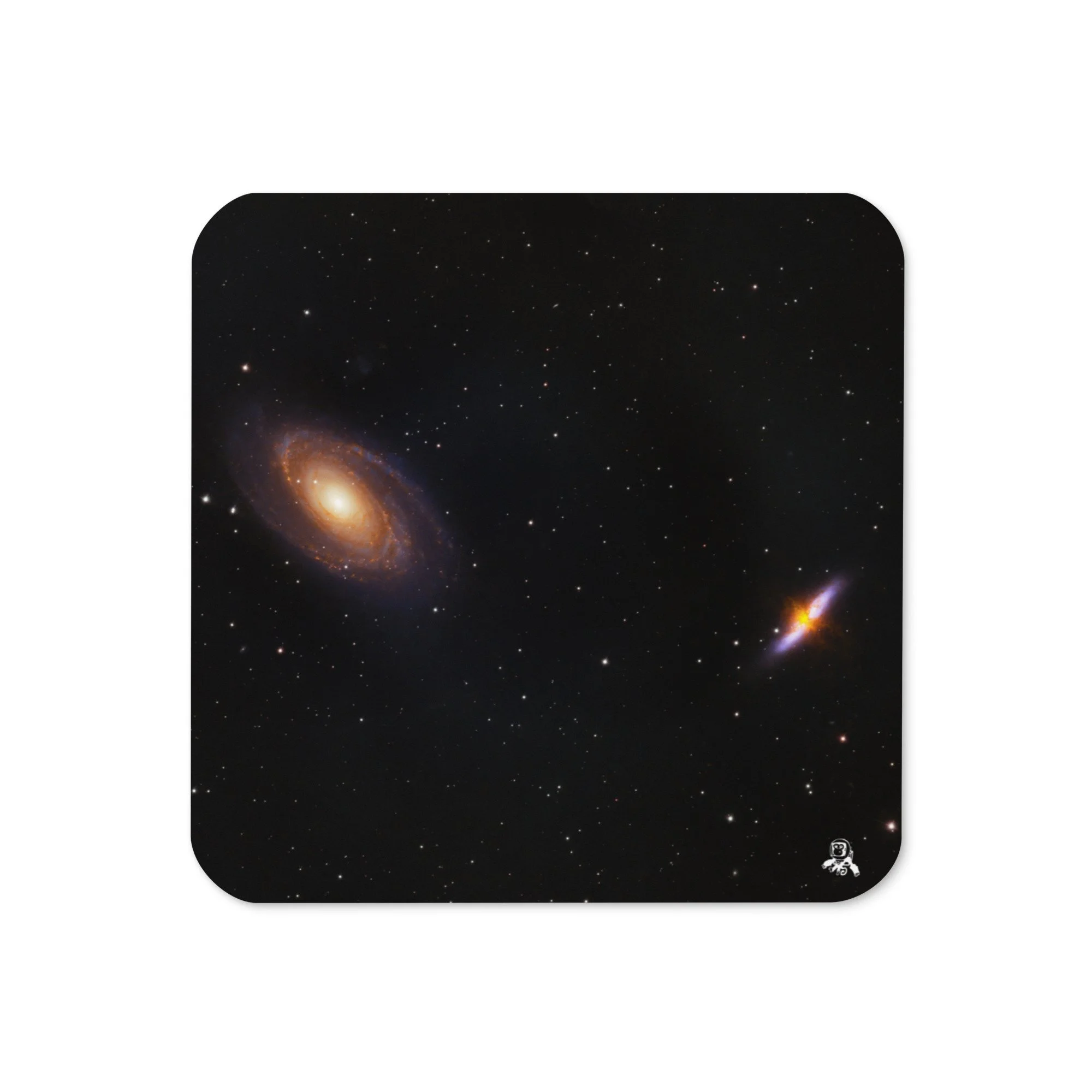 Bode's and Cigar Galaxy printed on hardboard coaster — High Space Man