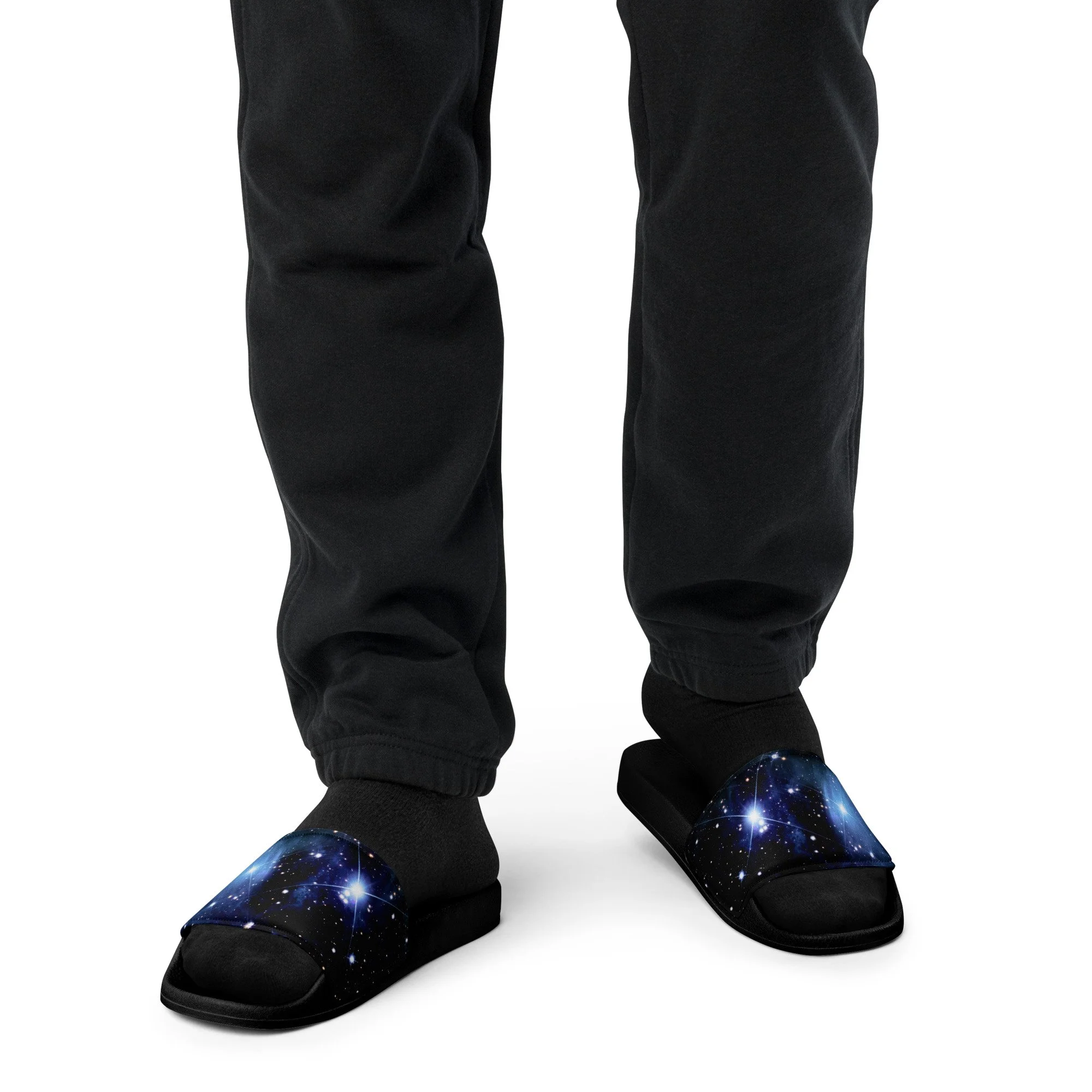 Pleiades star cluster printed on men's slip-on slides — High Space Man