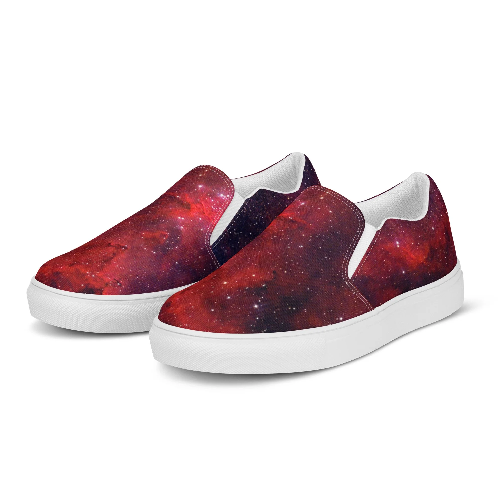 Heart Nebula printed on men's slip-on canvas shoes — High Space Man