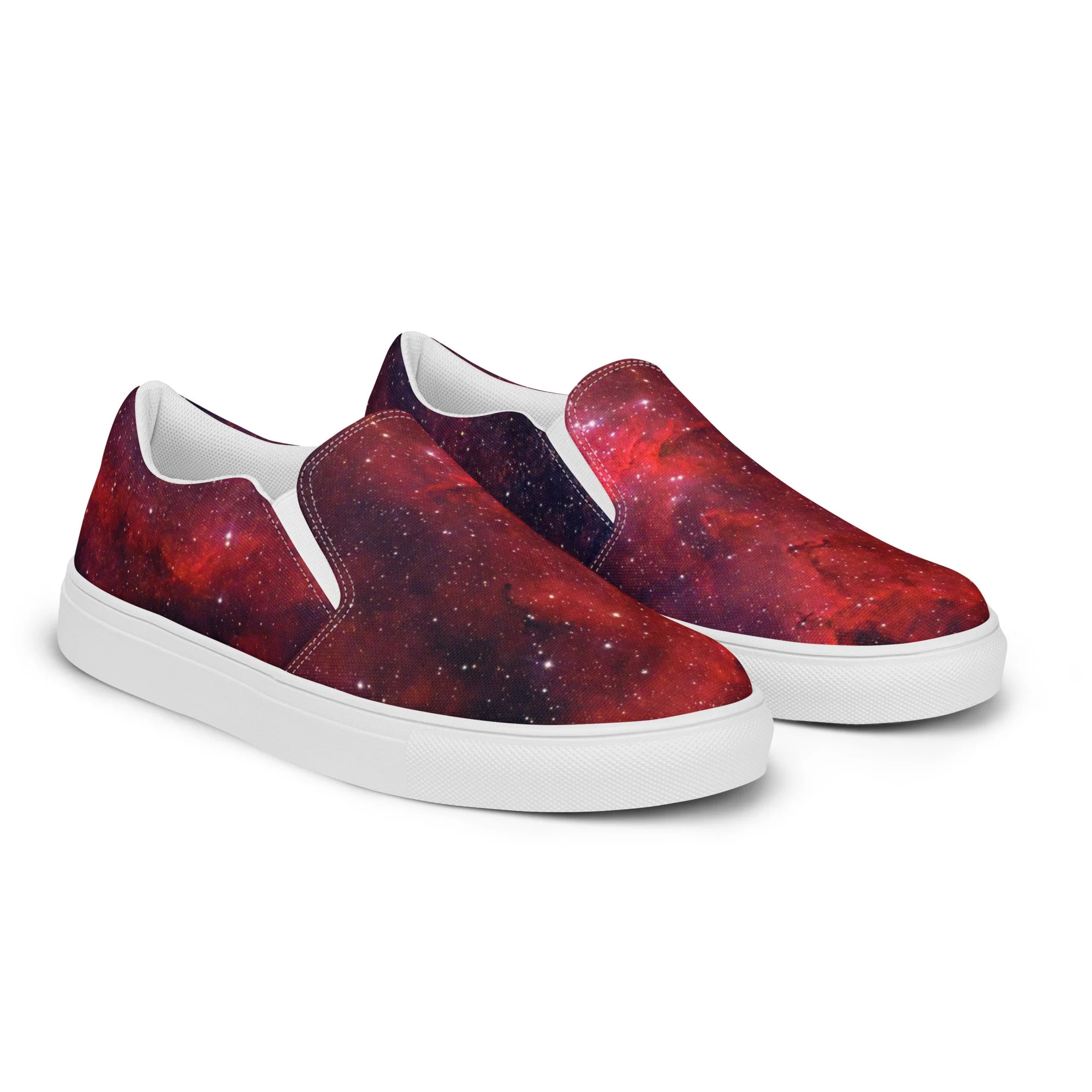 Heart Nebula printed on men's slip-on canvas shoes — High Space Man