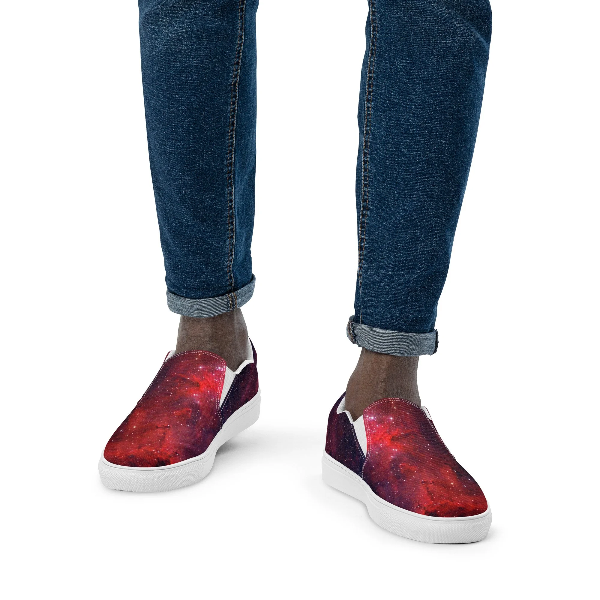 Heart Nebula printed on men's slip-on canvas shoes — High Space Man