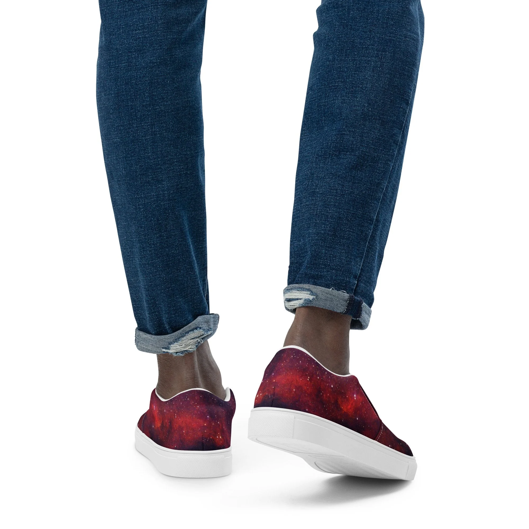 Heart Nebula printed on men's slip-on canvas shoes — High Space Man