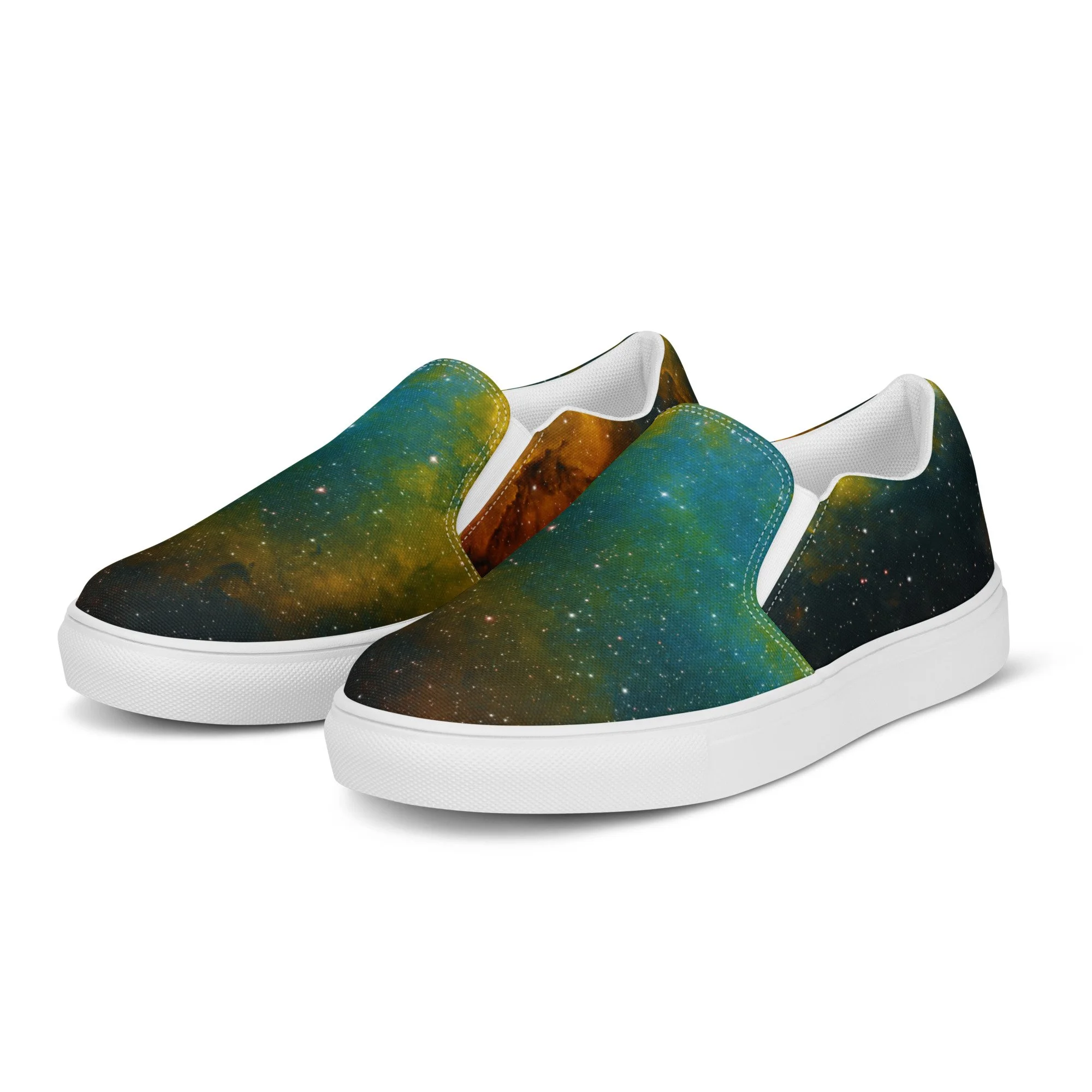 Soul Nebula printed on men's slip-on canvas shoes — High Space Man