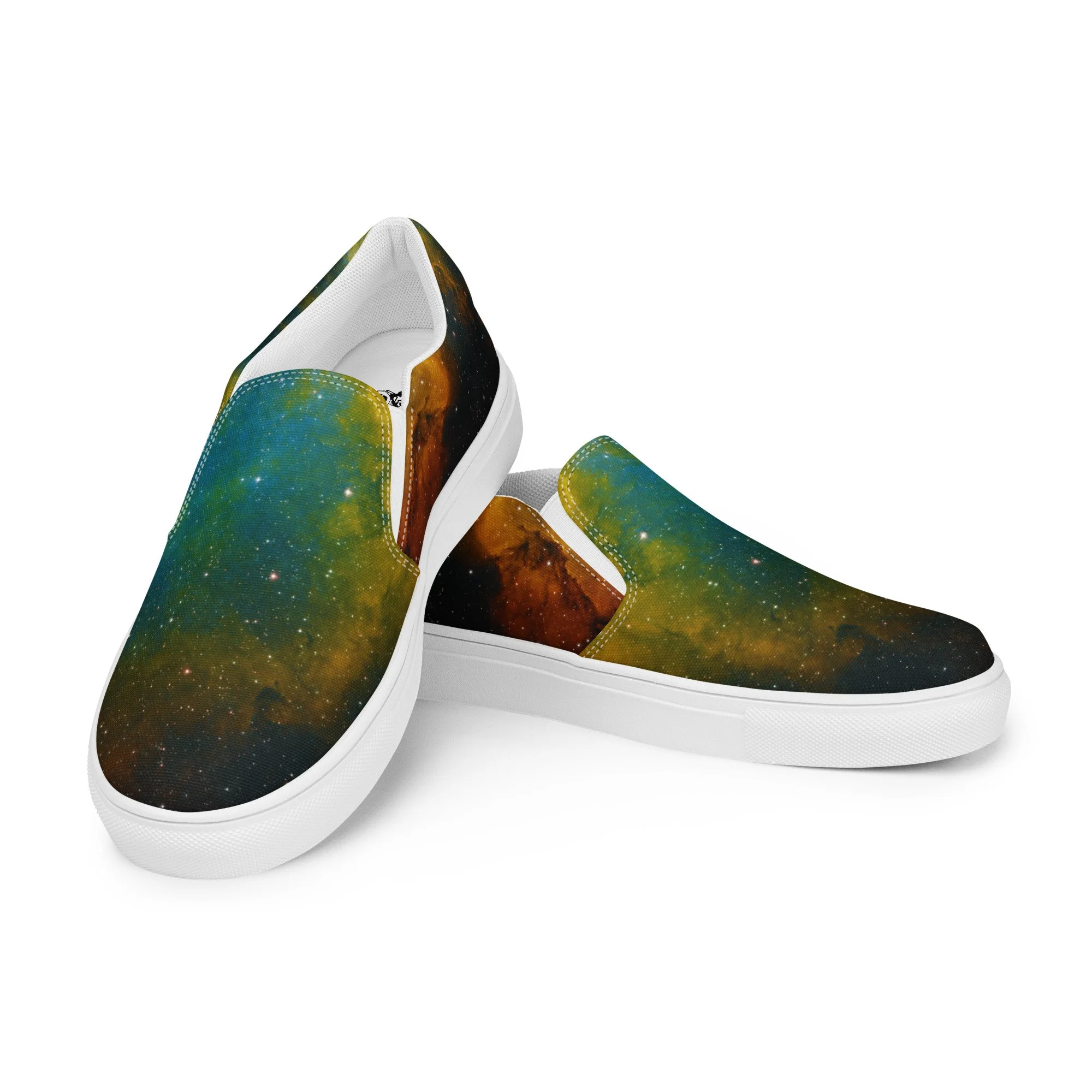 Soul Nebula printed on men's slip-on canvas shoes — High Space Man
