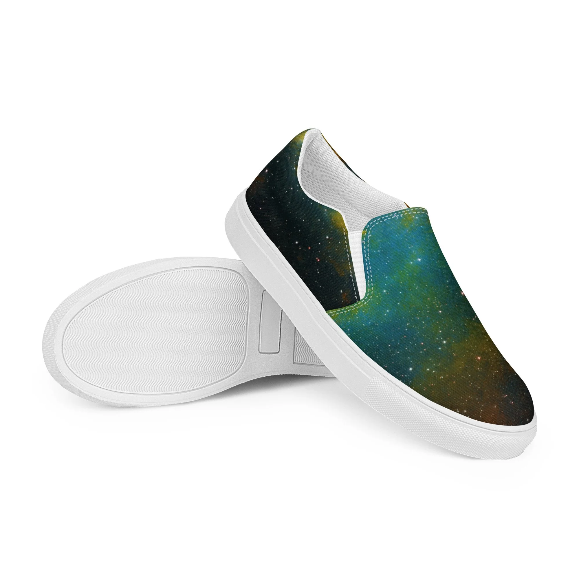 Soul Nebula printed on men's slip-on canvas shoes — High Space Man