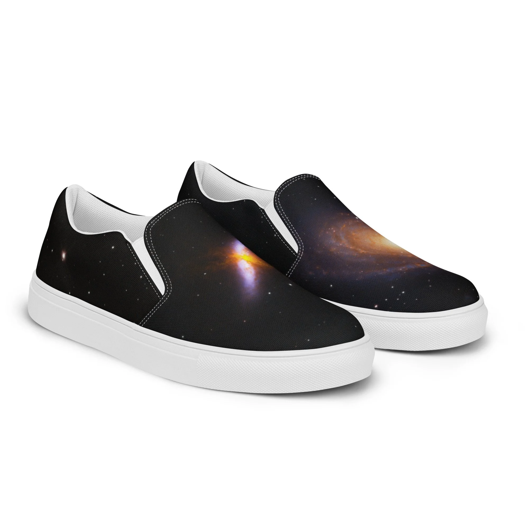 Bode's and Cigar Galaxy printed on men's slip-on canvas shoes — High Space Man