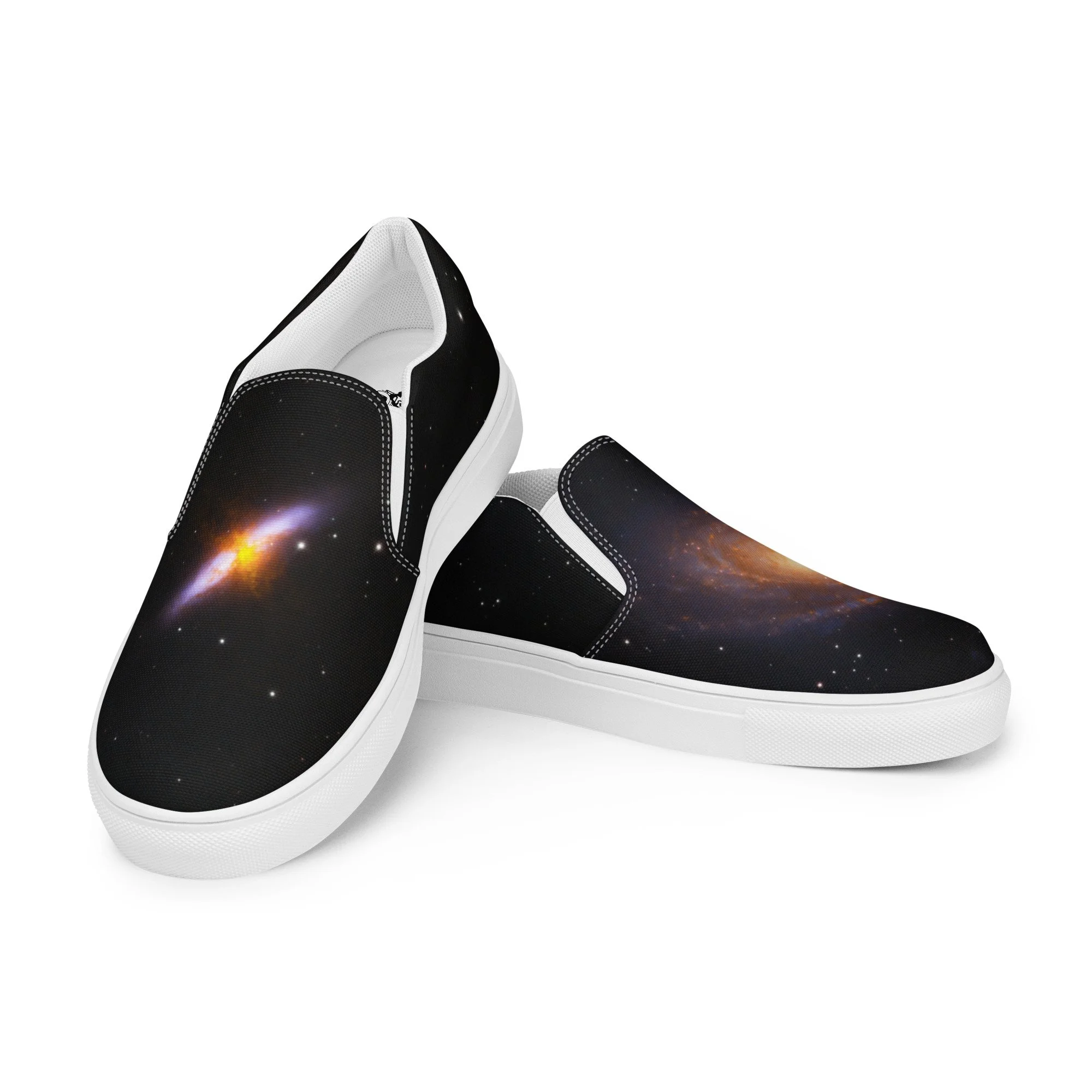 Bode's and Cigar Galaxy printed on men's slip-on canvas shoes — High Space Man