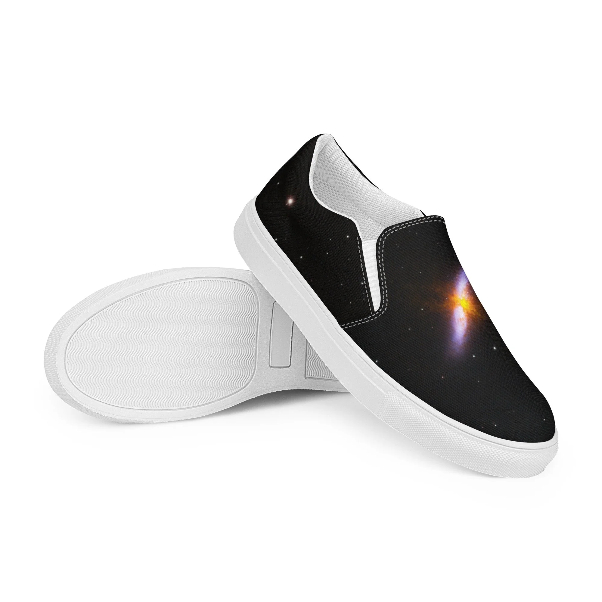 Bode's and Cigar Galaxy printed on men's slip-on canvas shoes — High Space Man
