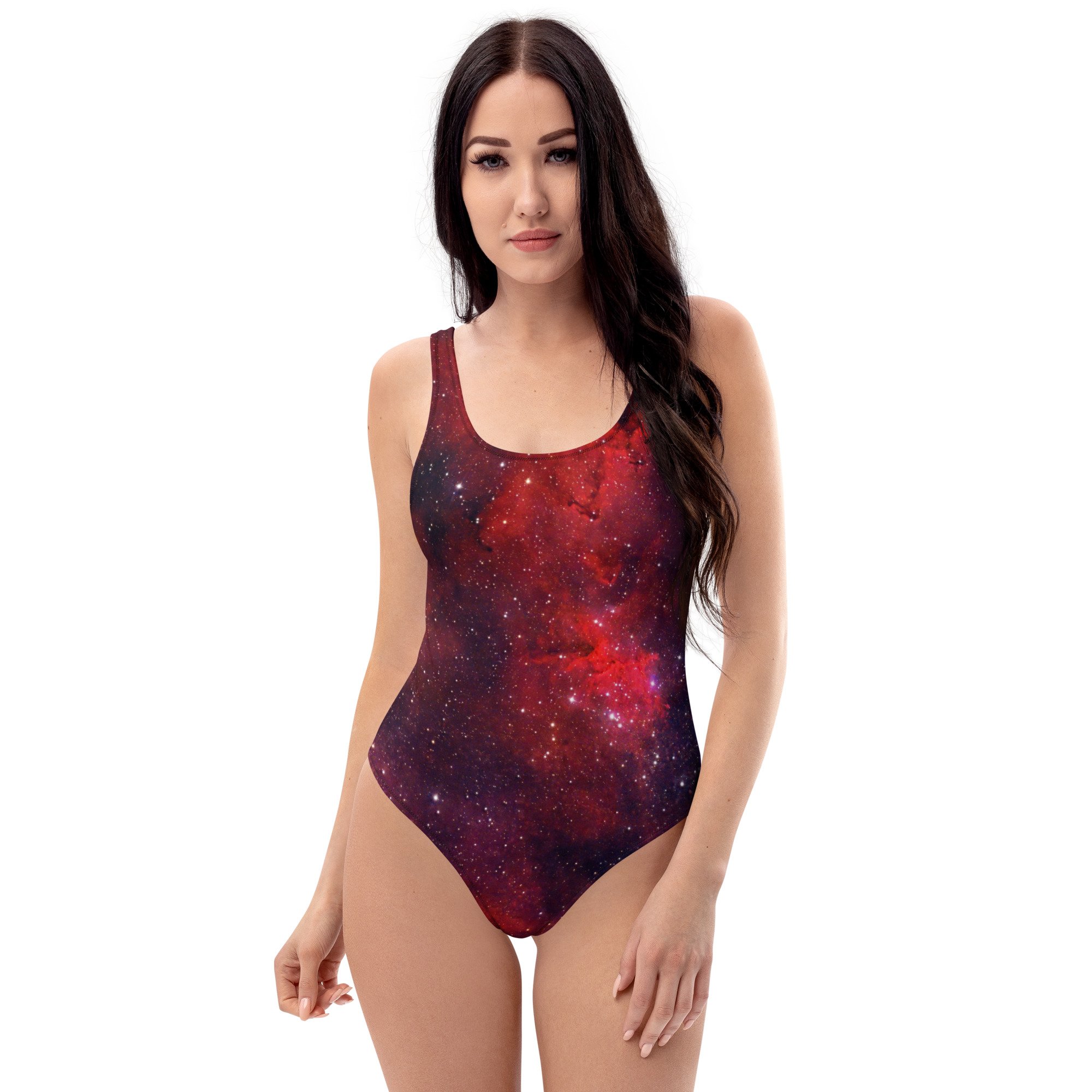 Heart Nebula printed on women's one-piece swimsuit — High Space Man