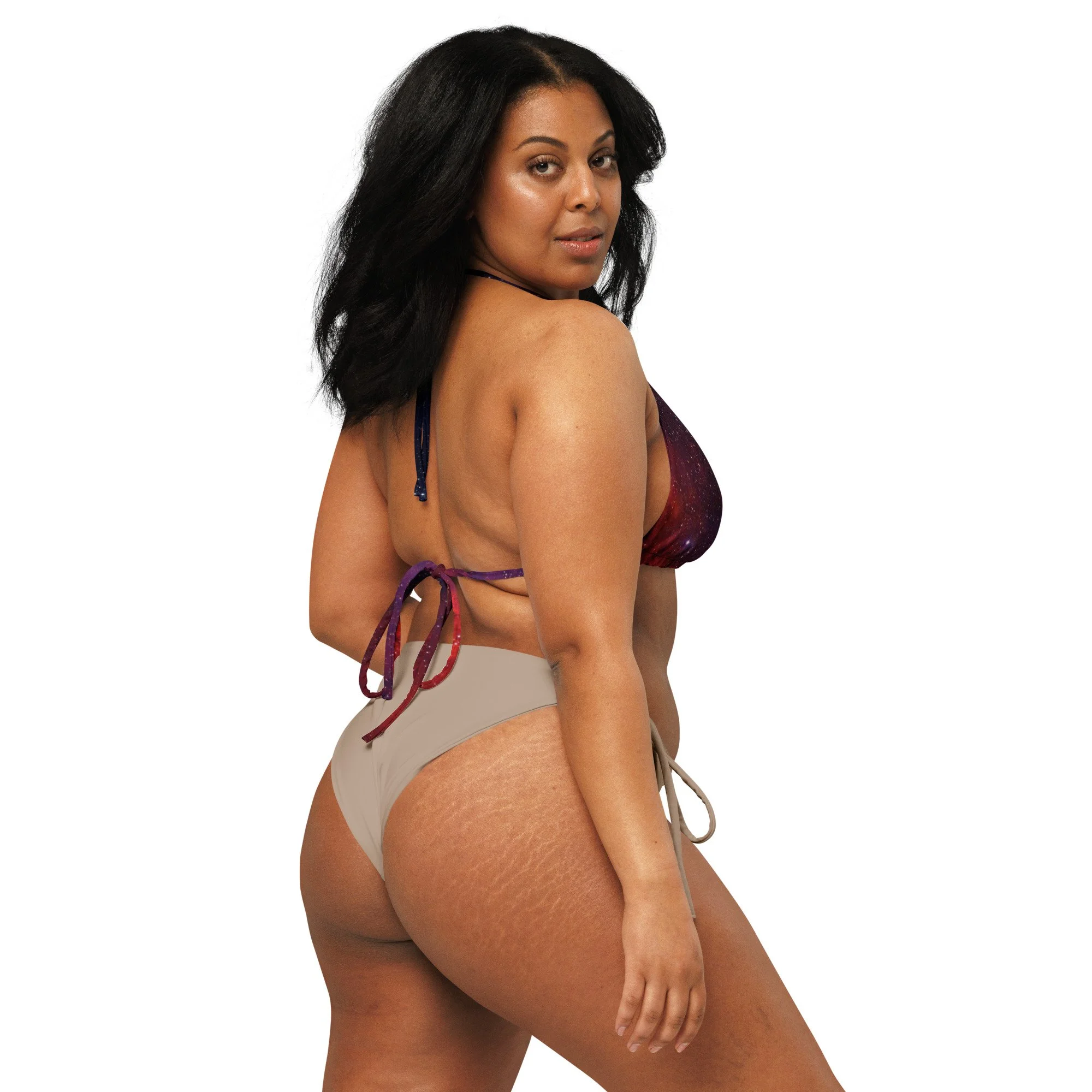 Heart Nebula printed on padded string bikini top — High Space Man