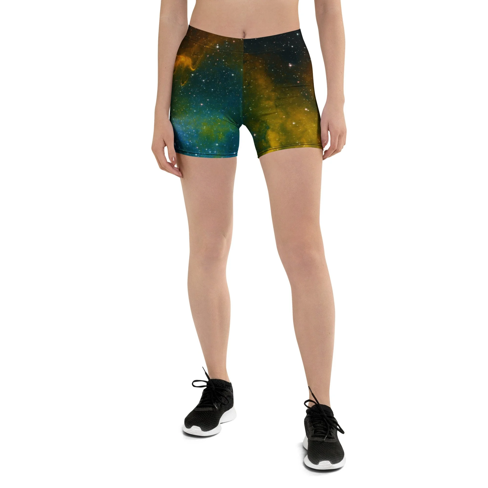 Soul Nebula printed on women's short tights — High Space Man