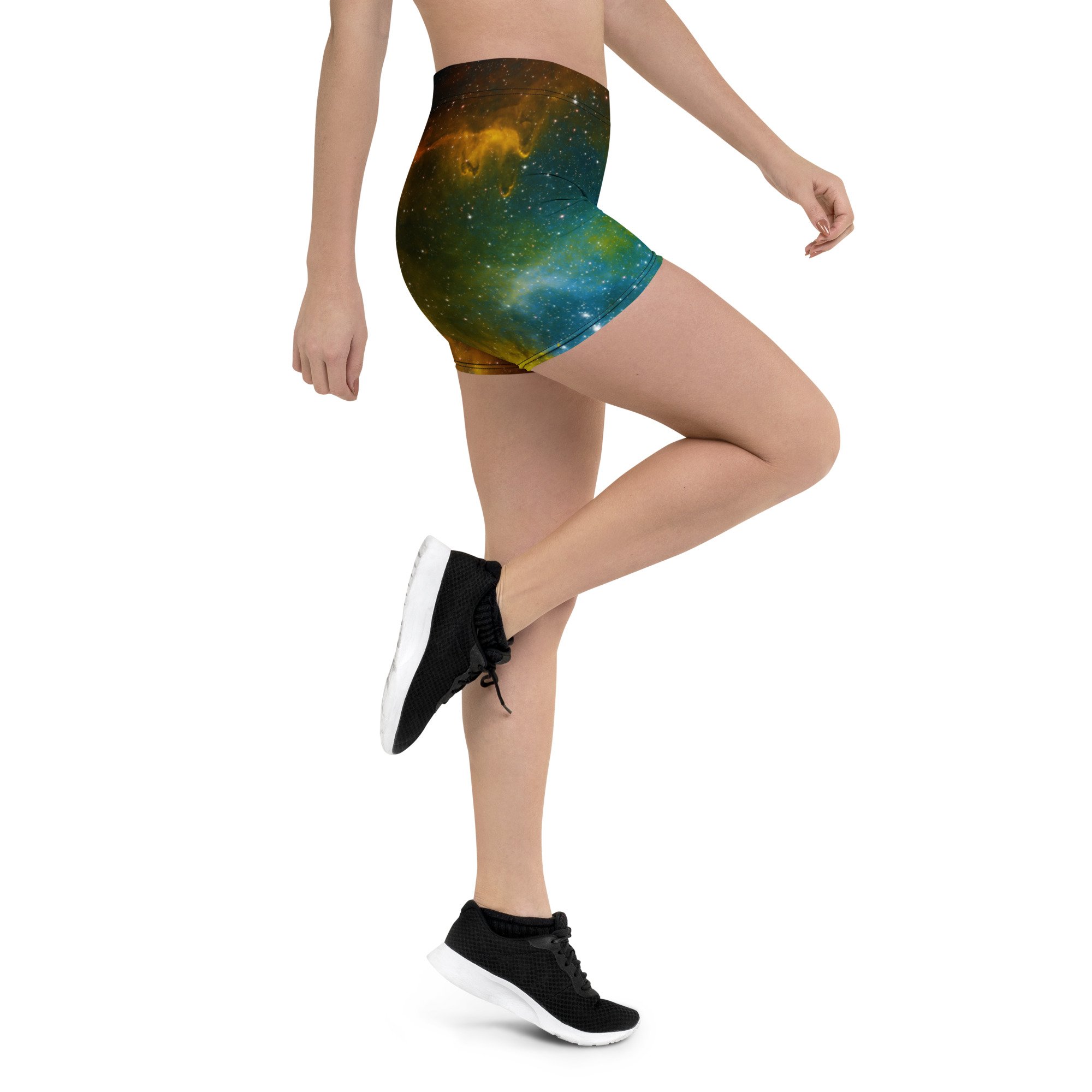 Soul Nebula printed on women's short tights — High Space Man