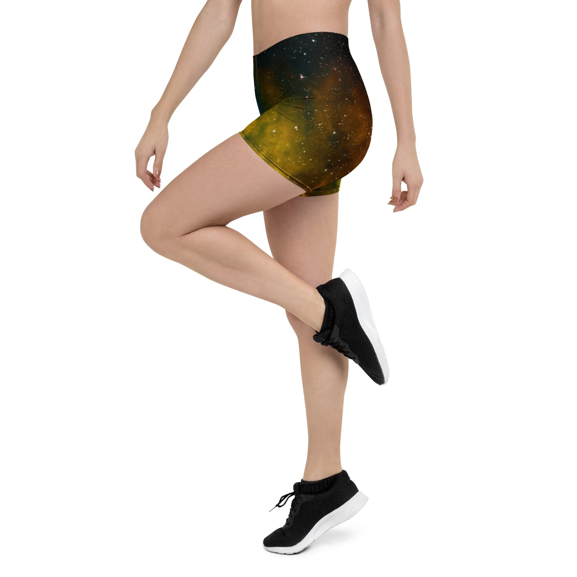 Soul Nebula printed on women's short tights — High Space Man