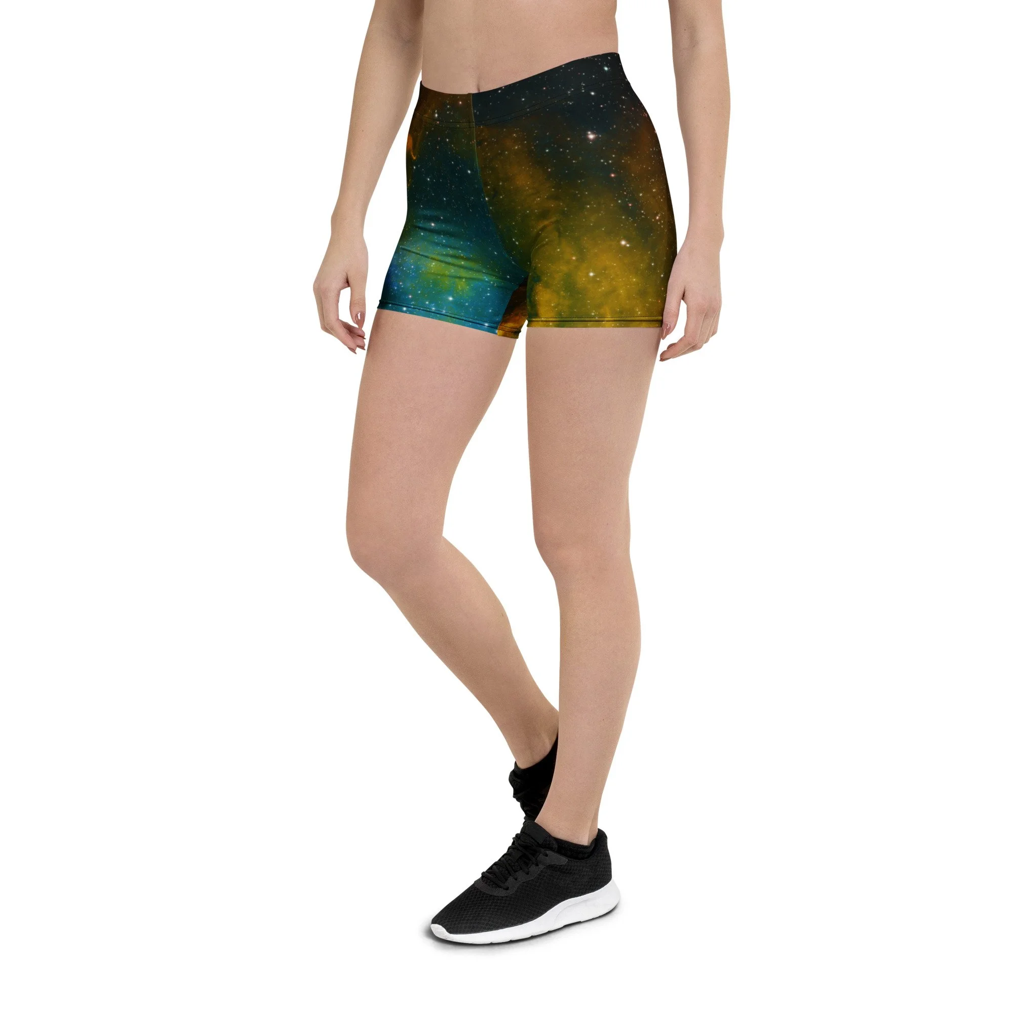 Soul Nebula printed on women's short tights — High Space Man