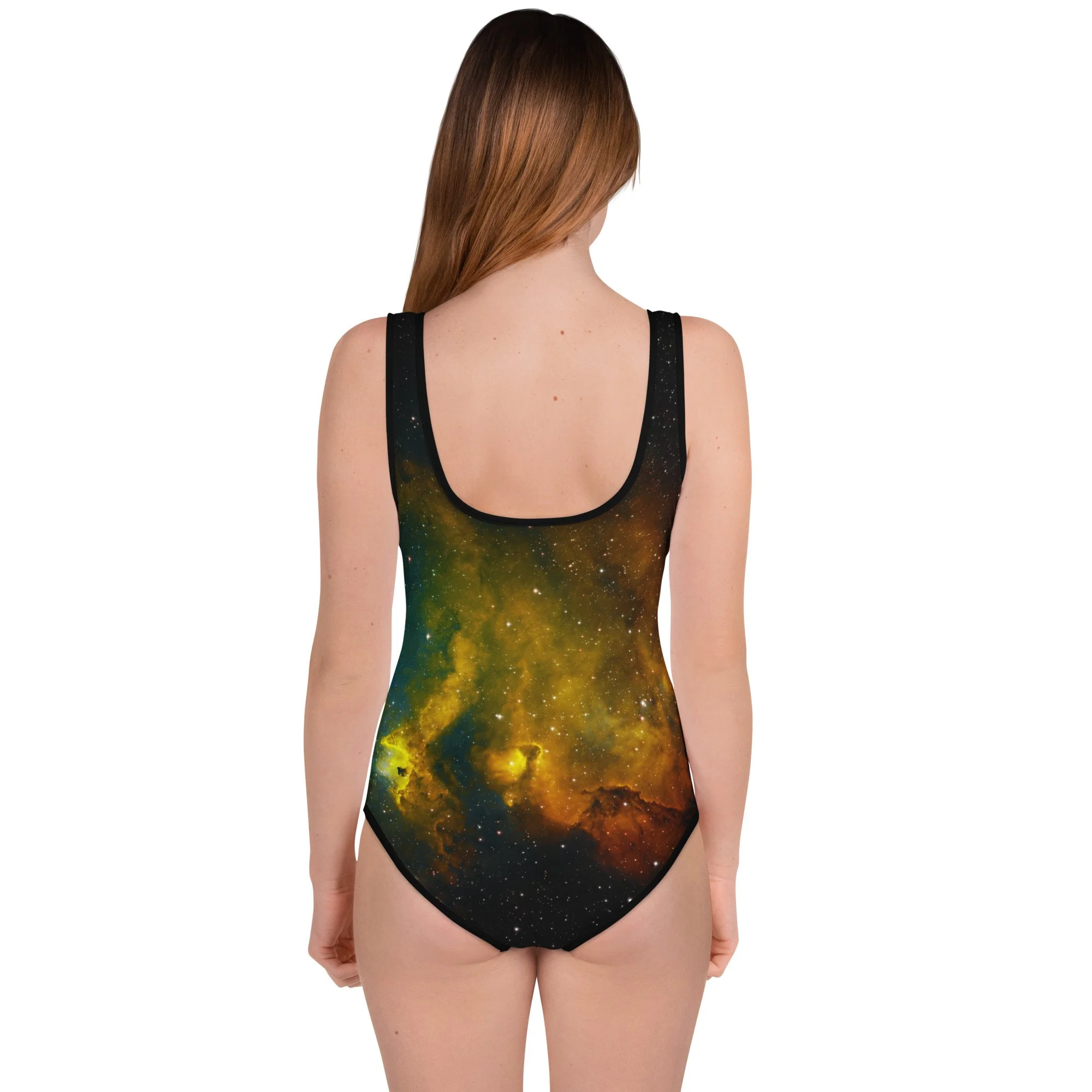 Soul Nebula printed on youth one-piece swimsuit — High Space Man