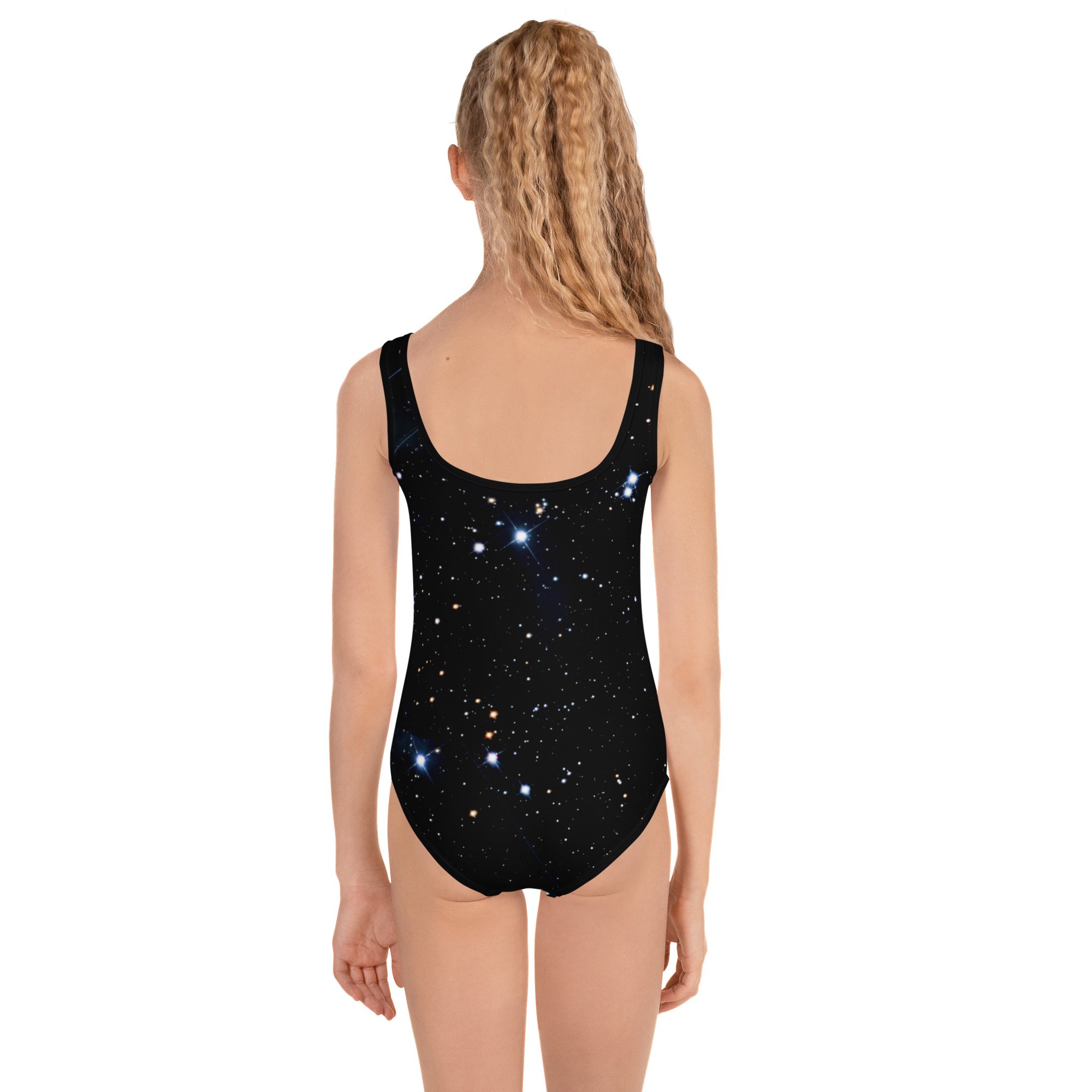 Pleiades star cluster printed on kids' one-piece swimsuit — High Space Man