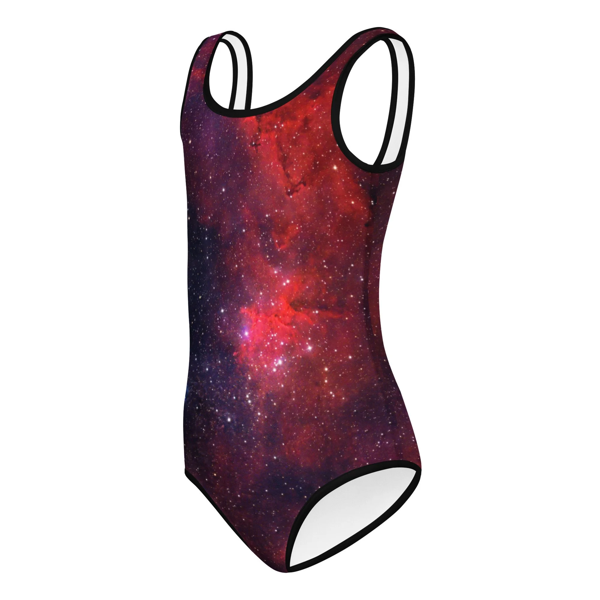 Heart Nebula printed on kids' one-piece swimsuit — High Space Man