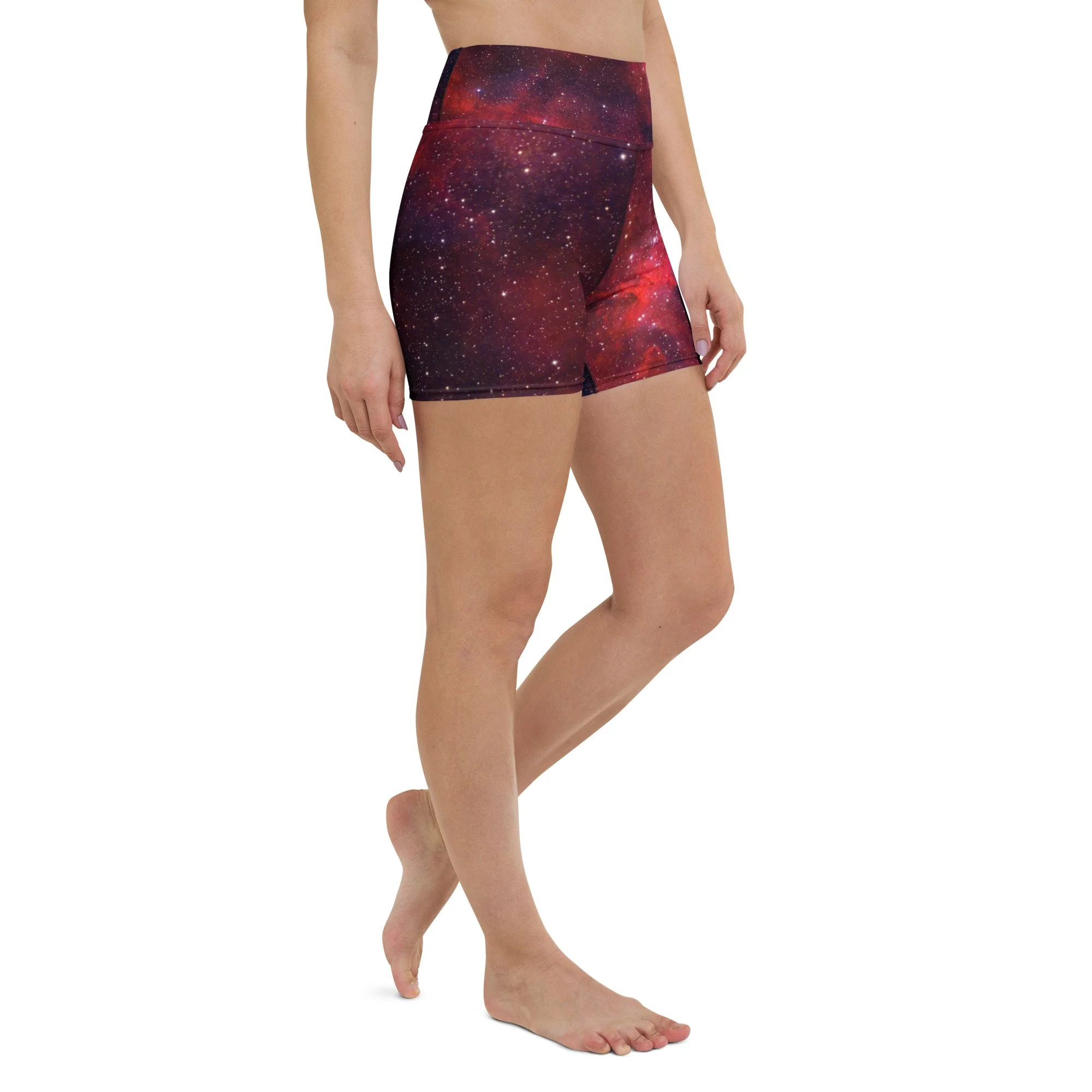 Heart Nebula printed on women's yoga shorts — High Space Man