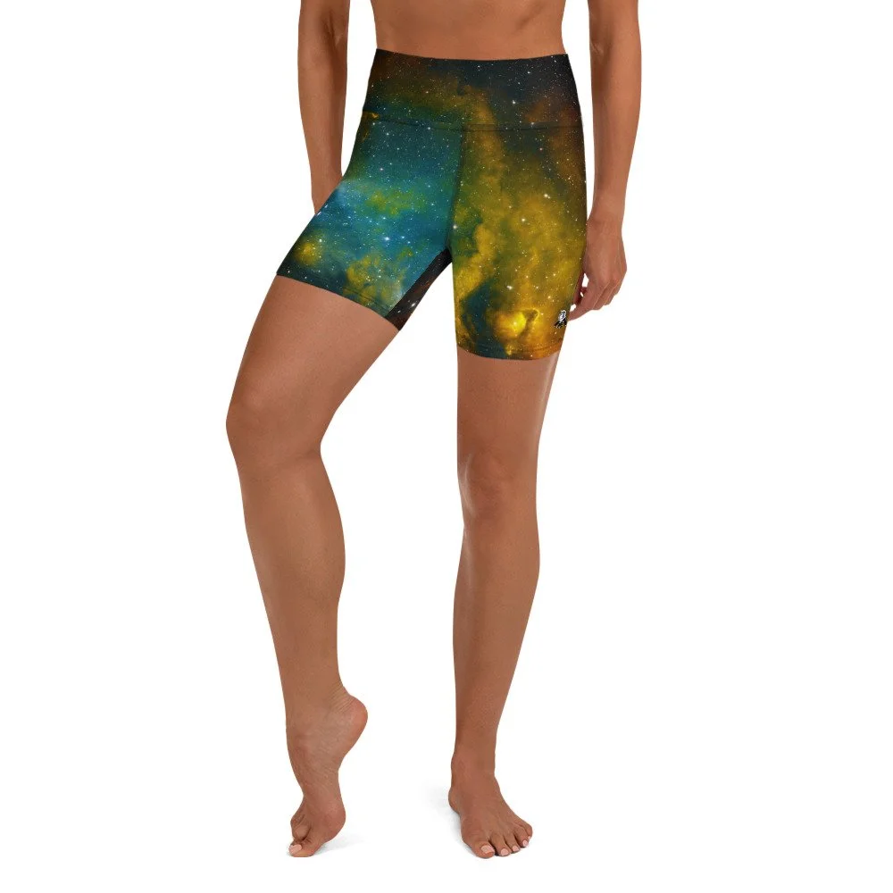 Soul Nebula printed on women's yoga shorts — High Space Man