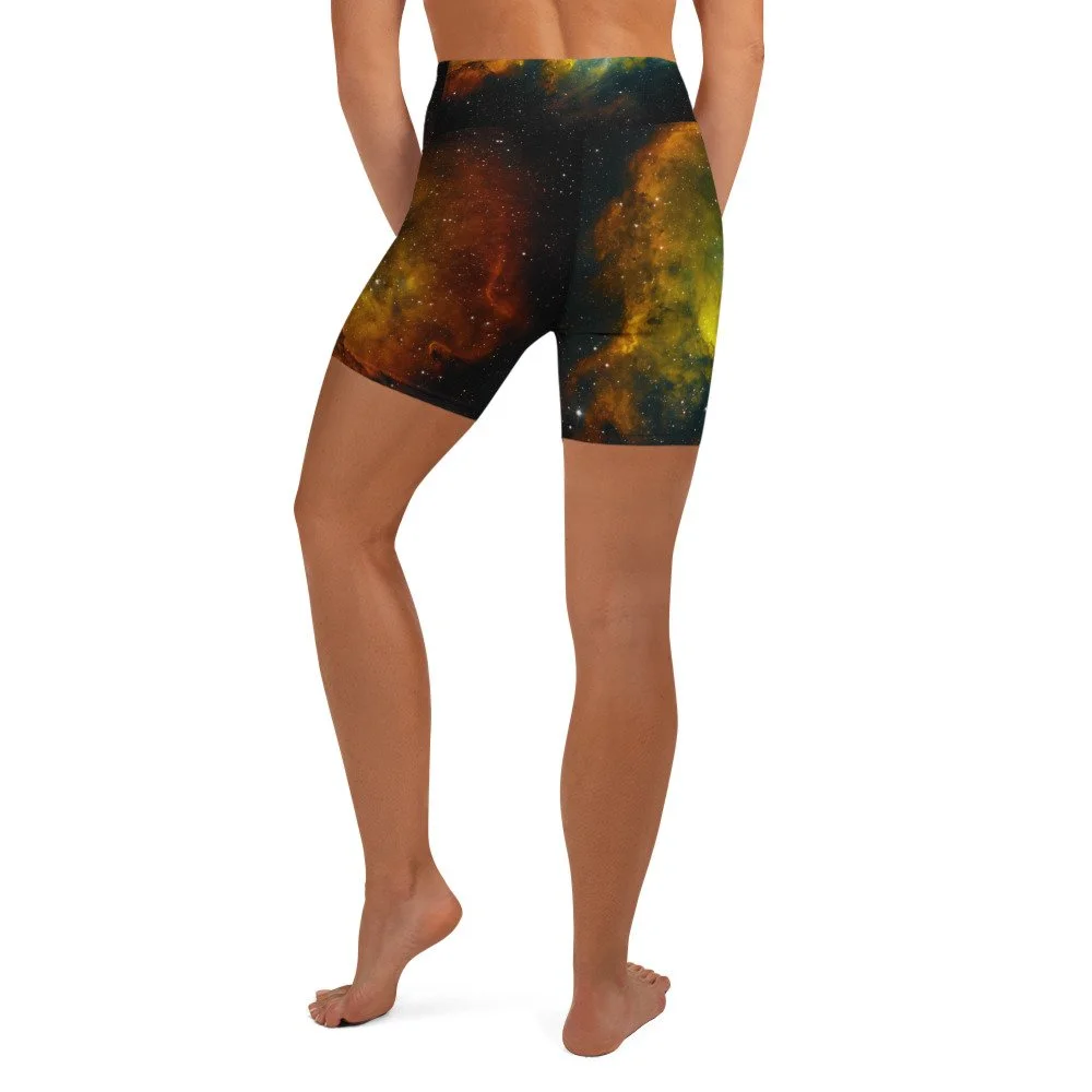 Soul Nebula printed on women's yoga shorts — High Space Man