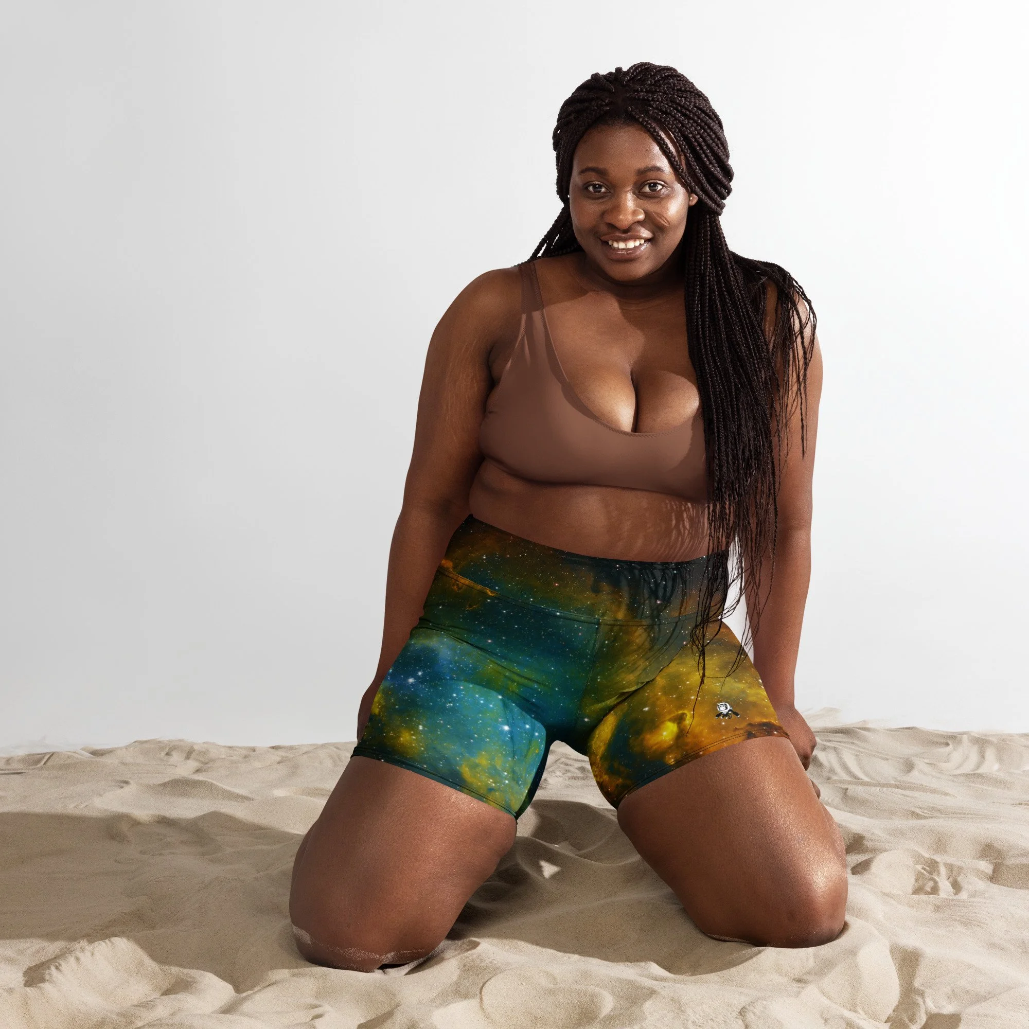 Soul Nebula printed on women's yoga shorts — High Space Man