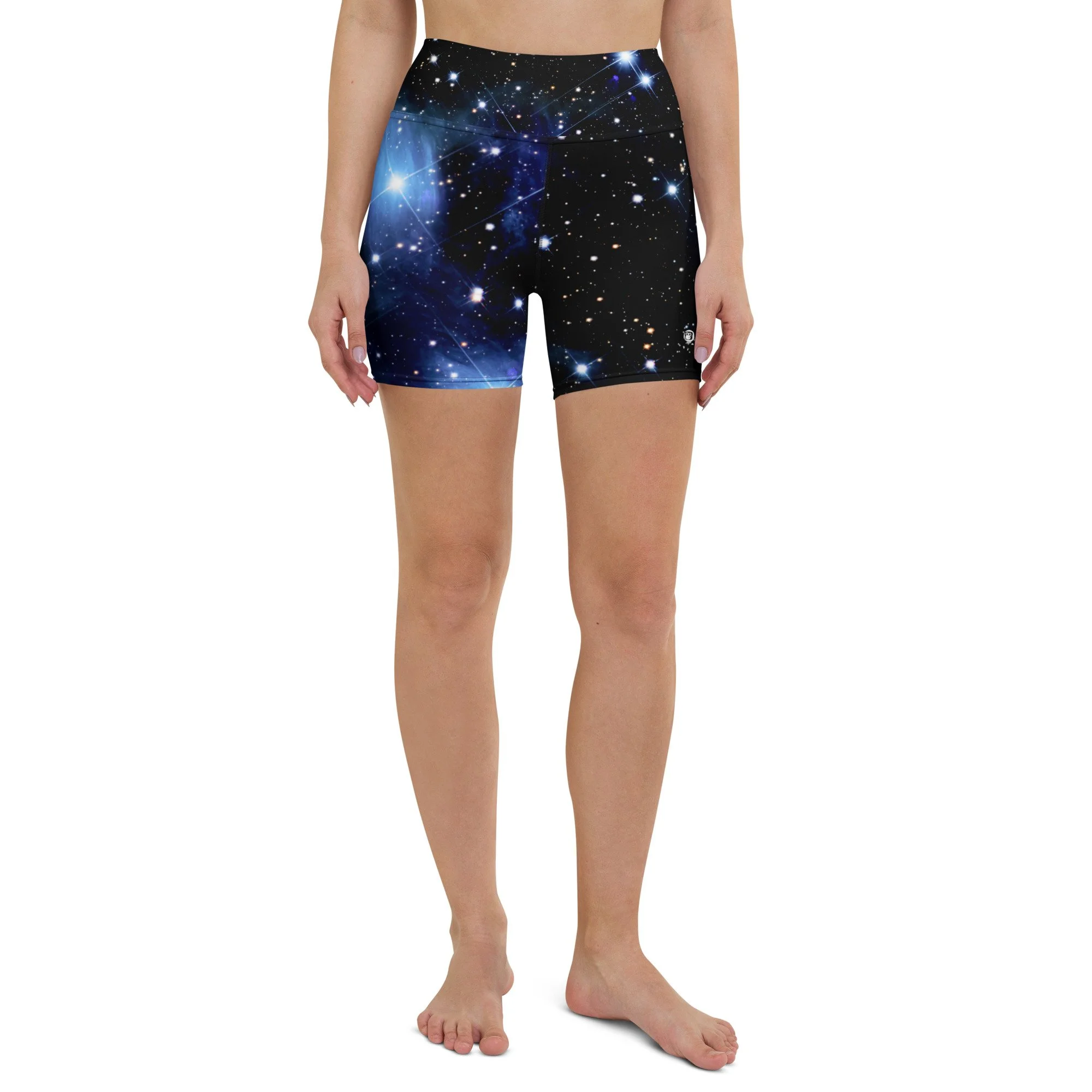 Pleiades star cluster printed on women's yoga shorts — High Space Man