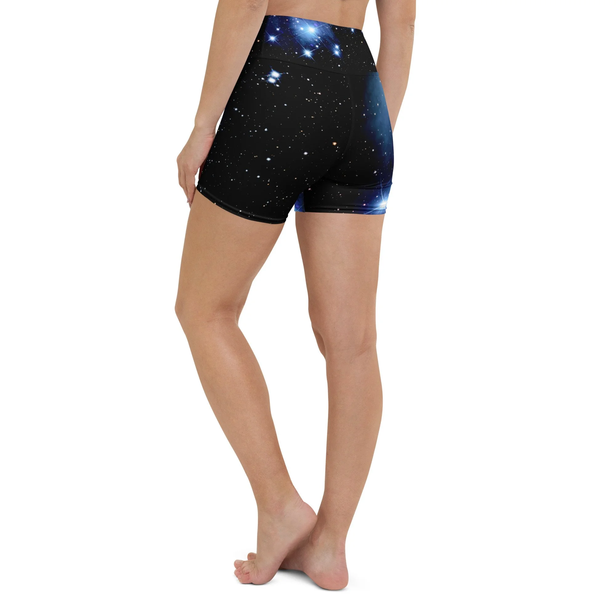 Pleiades star cluster printed on women's yoga shorts — High Space Man