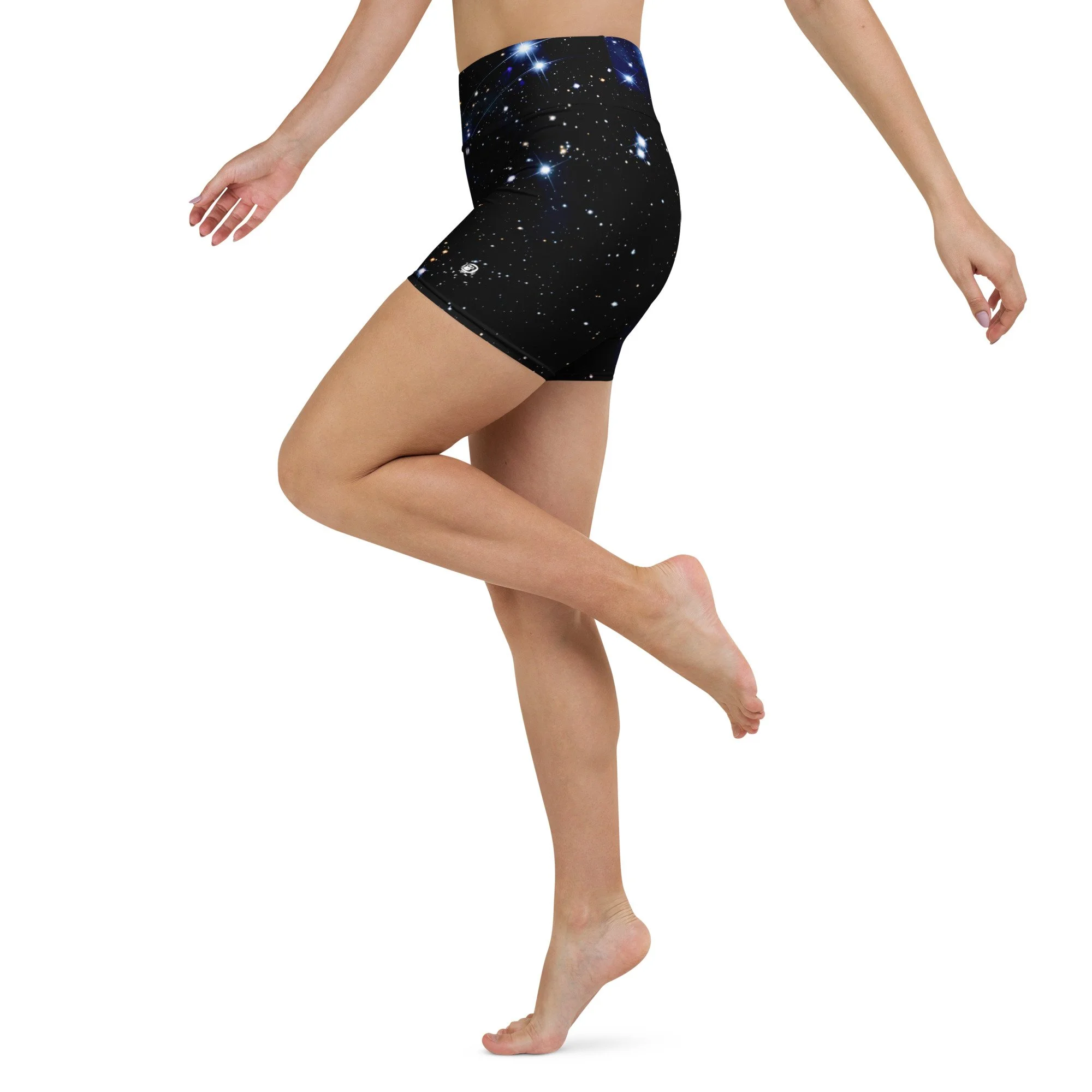 Pleiades star cluster printed on women's yoga shorts — High Space Man