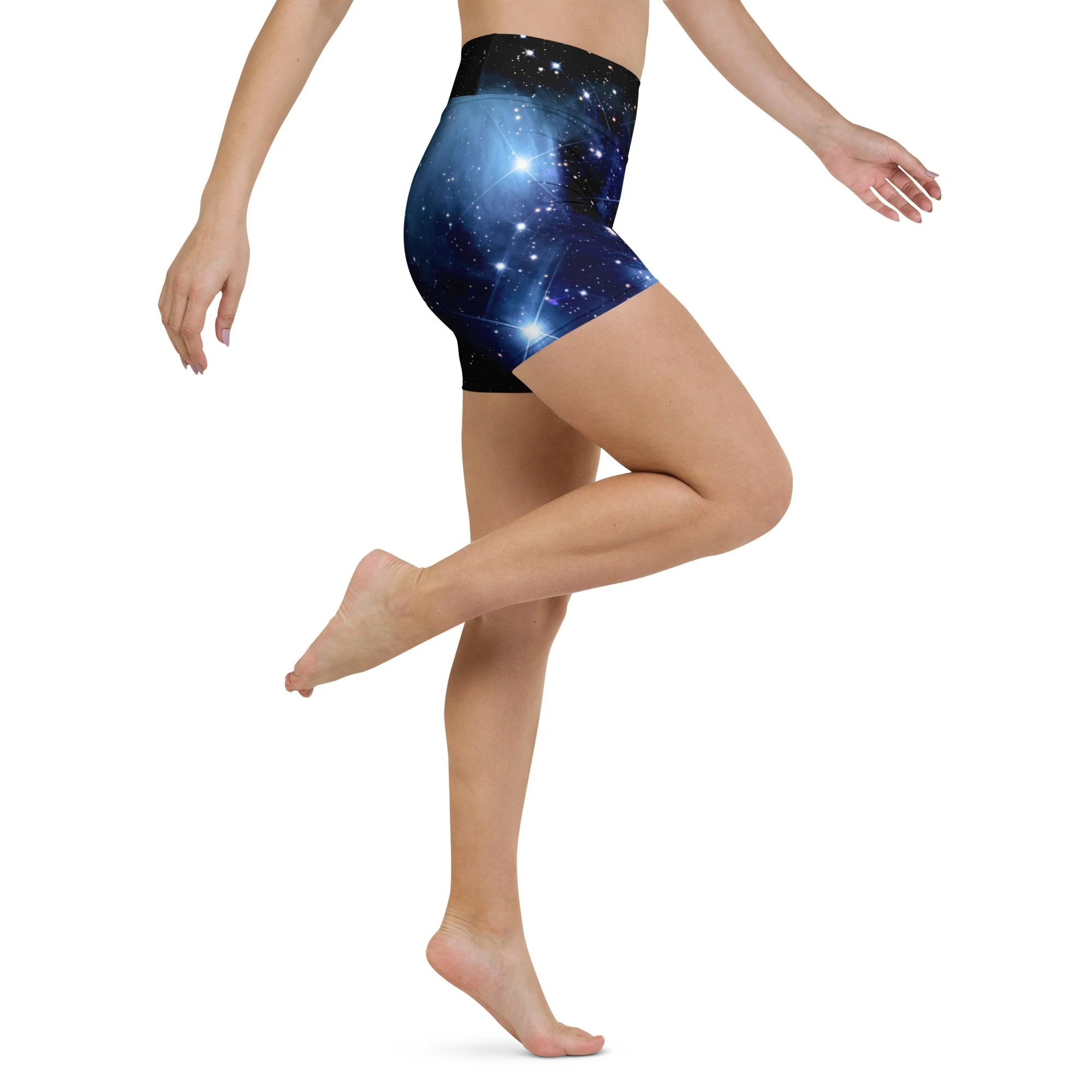 Pleiades star cluster printed on women's yoga shorts — High Space Man