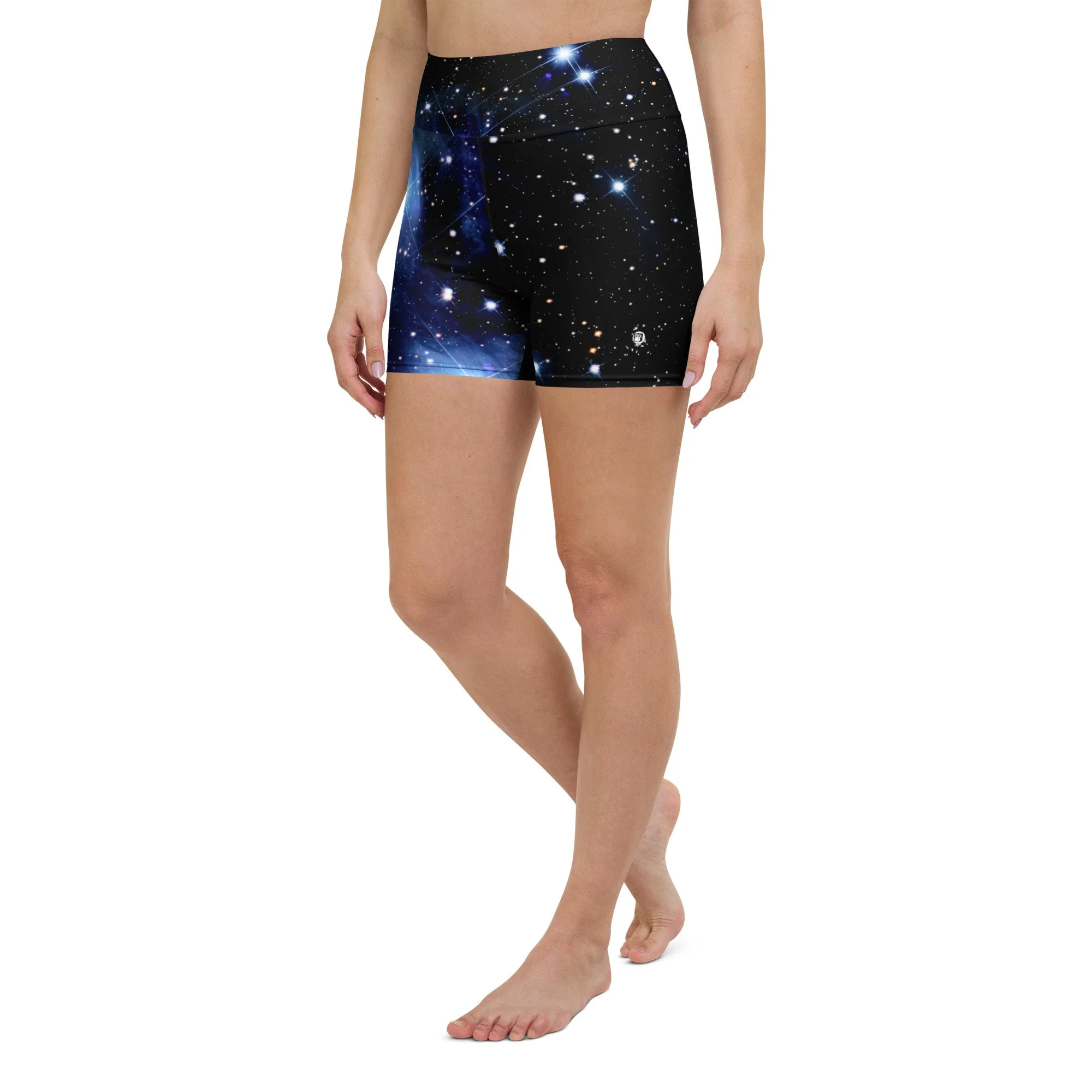 Pleiades star cluster printed on women's yoga shorts — High Space Man