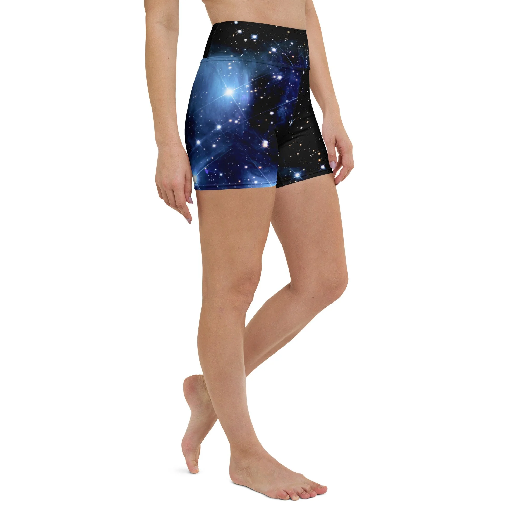 Pleiades star cluster printed on women's yoga shorts — High Space Man