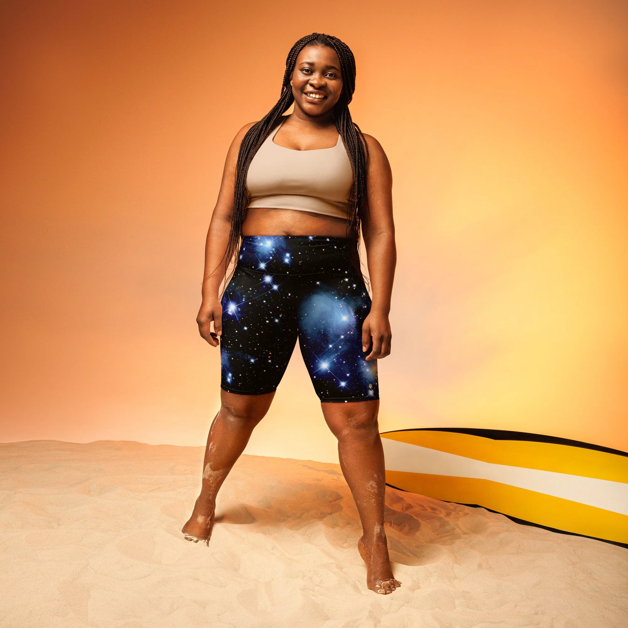 Pleiades star cluster printed on women's biker shorts — High Space Man