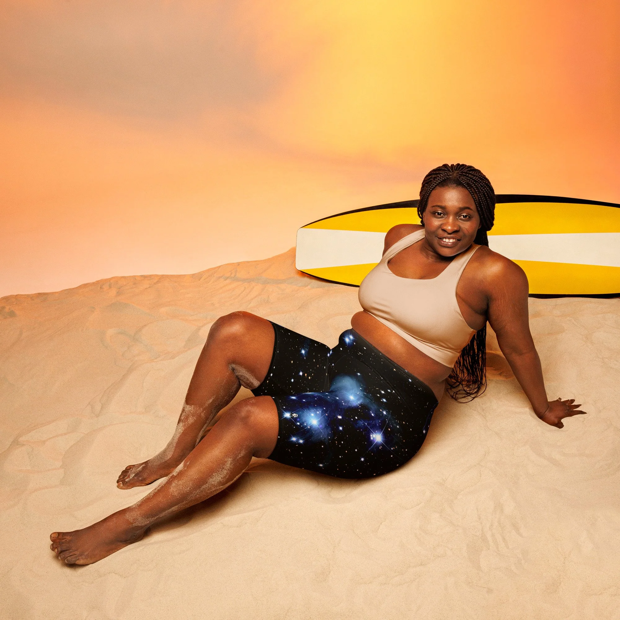 Pleiades star cluster printed on women's biker shorts — High Space Man